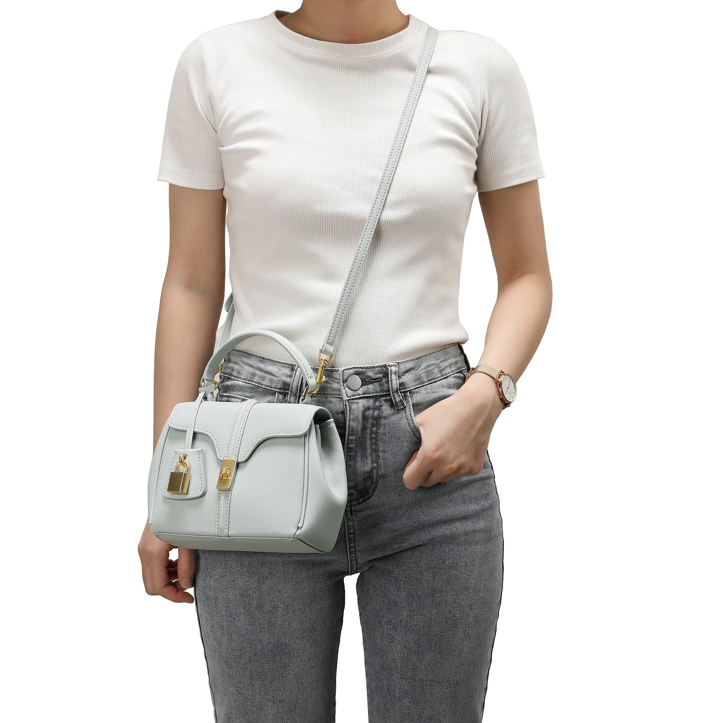 Smooth Leather Top-handle Shoulder Bag