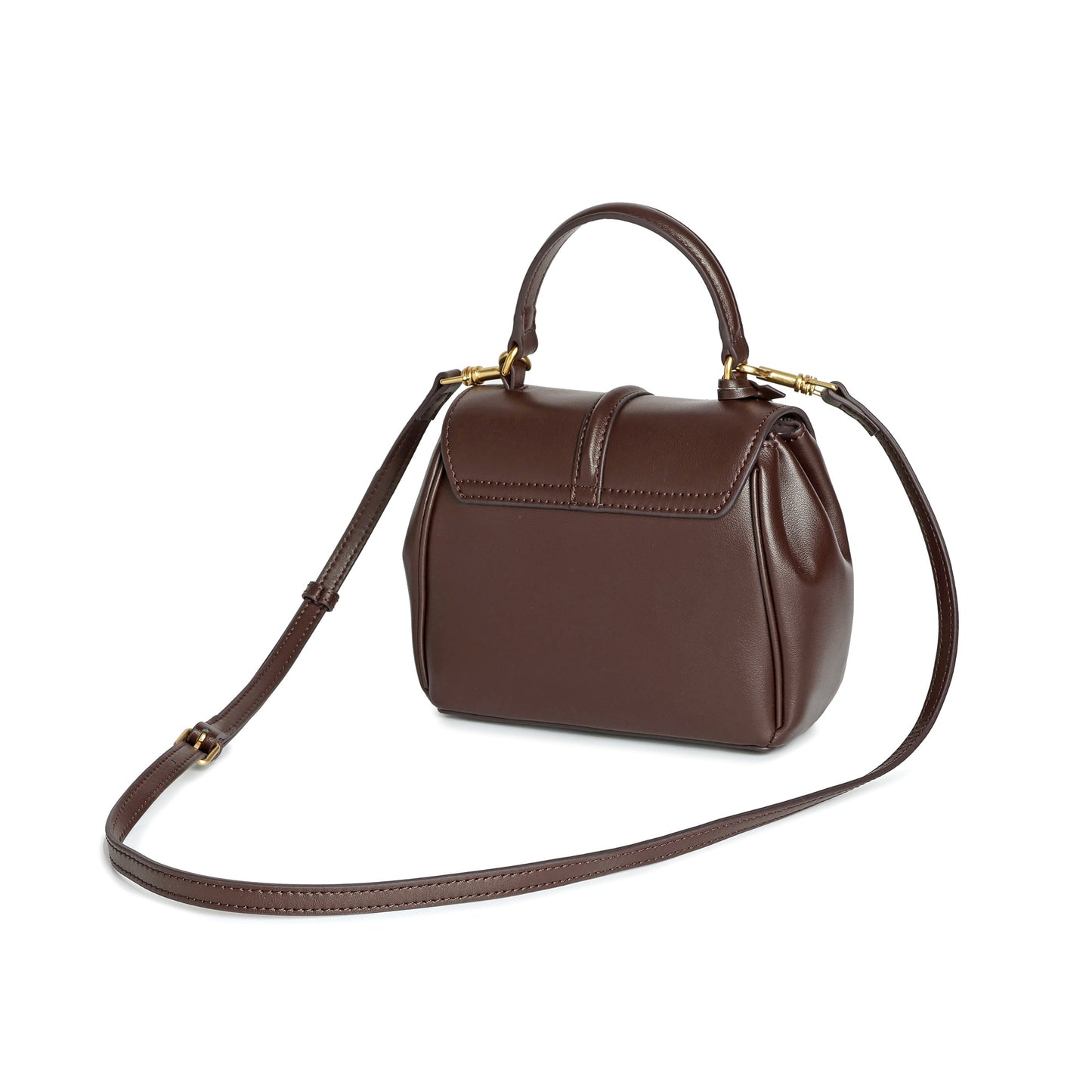 Smooth Leather Top-handle Shoulder Bag