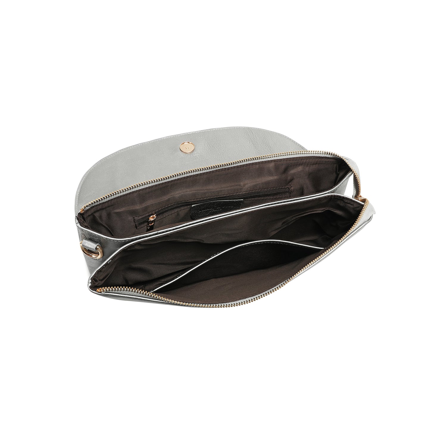 Metallic Leather Top Handle Envelope Clutch