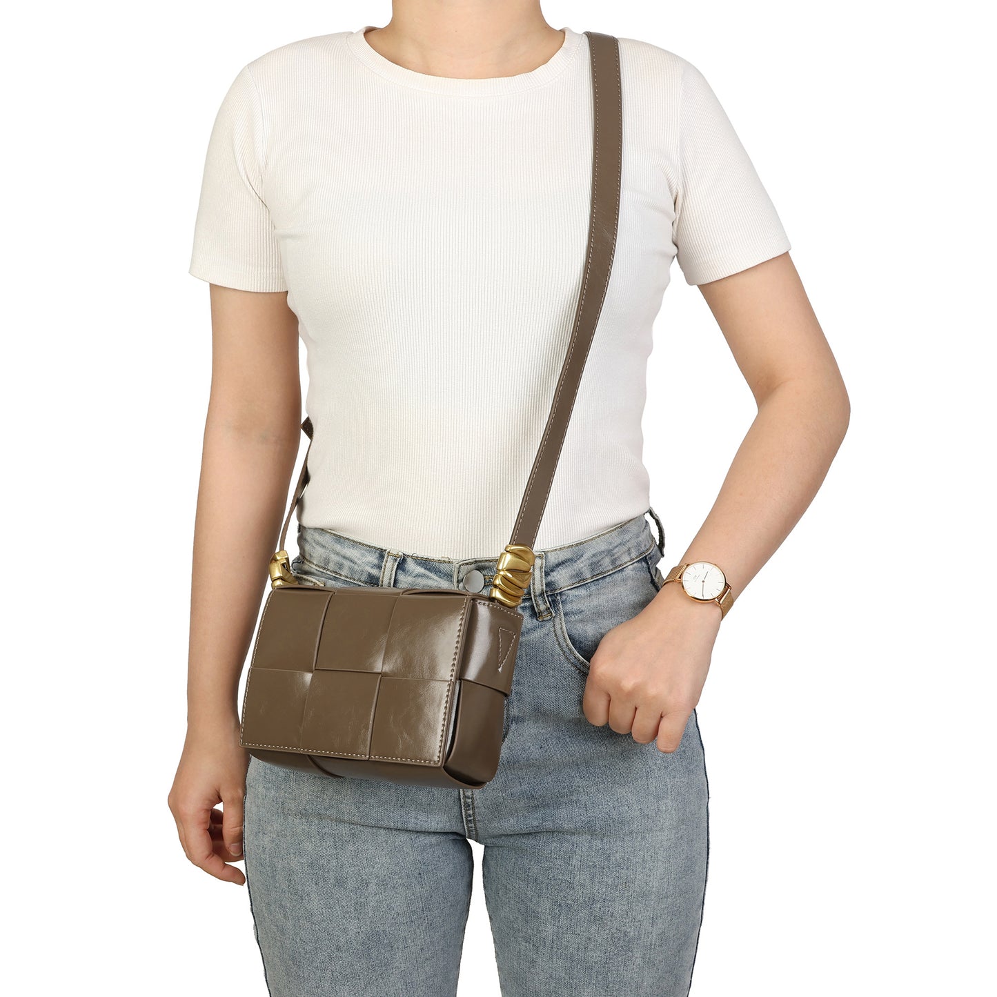 Woven Leather Crossbody Bag