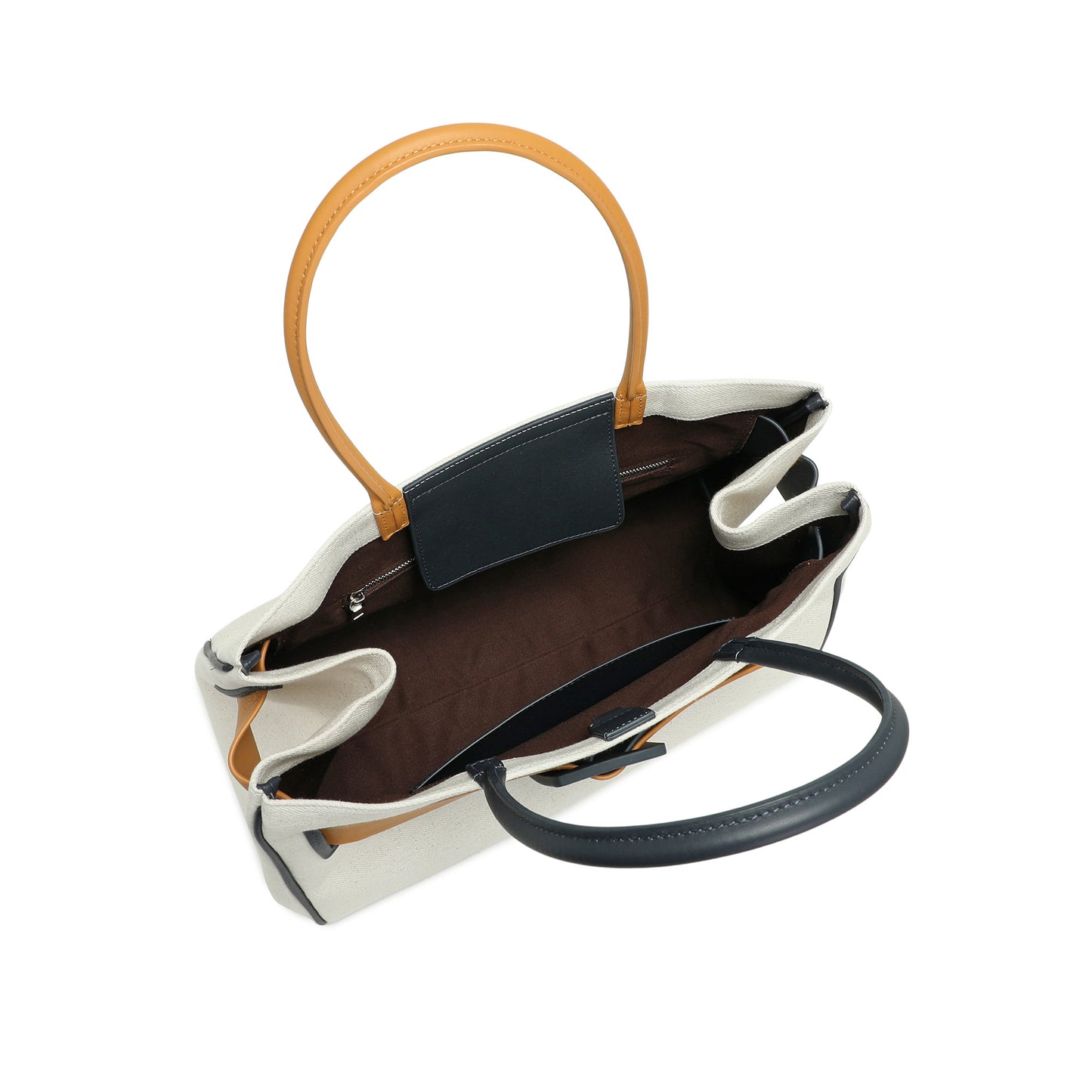 Canvas & Leather Belted Top Handle Tote