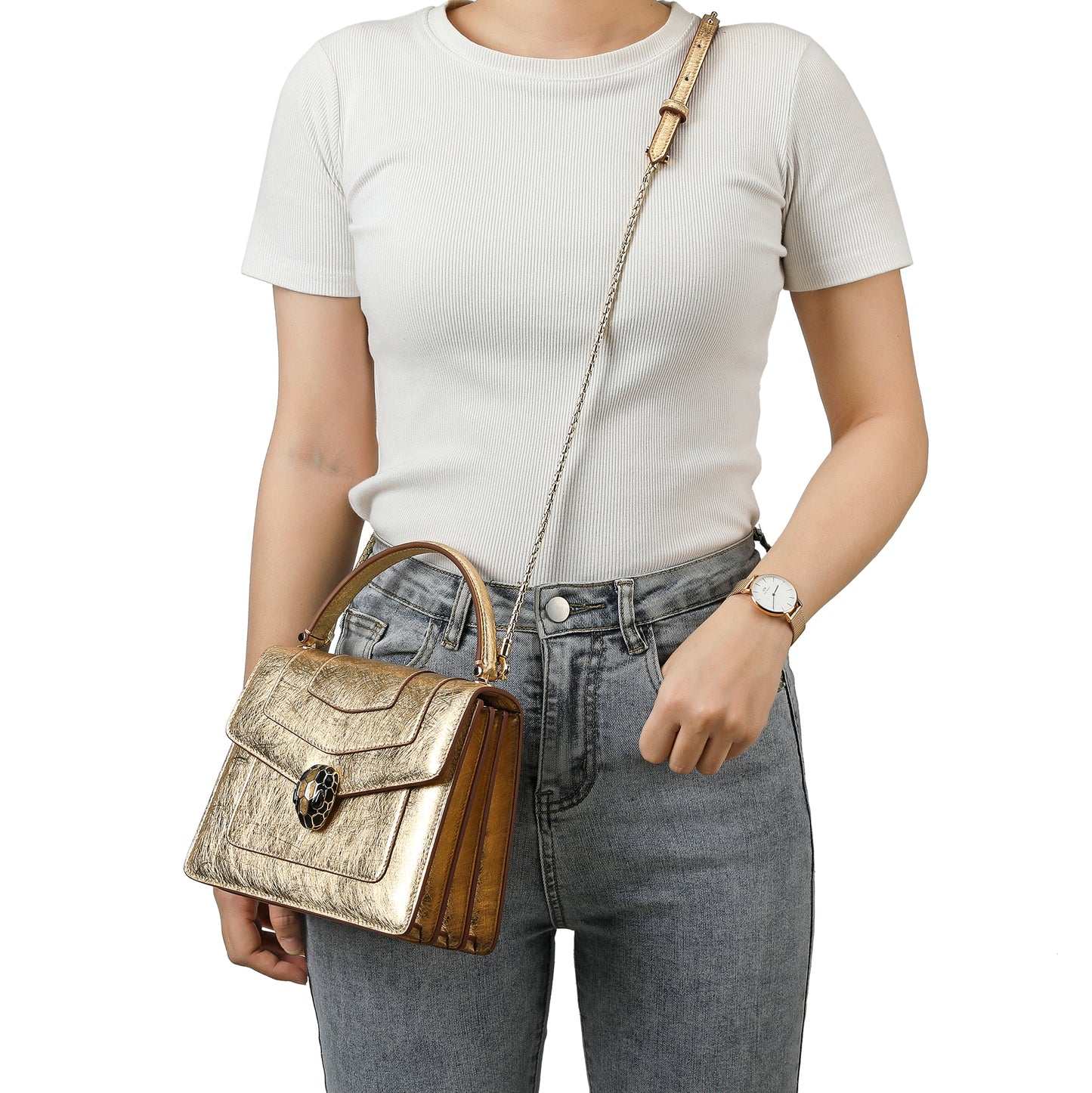 Tiffany & Fred Top-grain Saffiano Leather Satchel/Shoulder Bag # 8836
