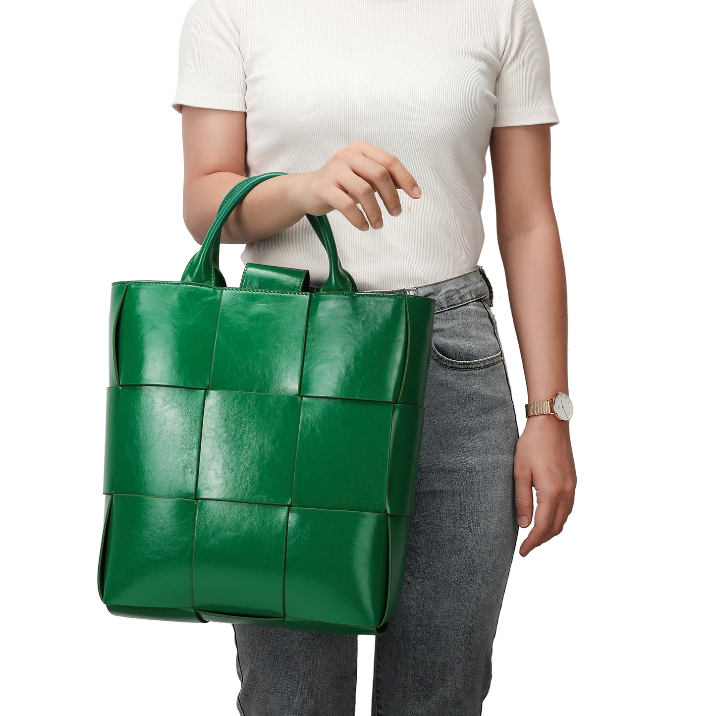 Tiffany & Fred Woven Leather Top-handle Tote bag