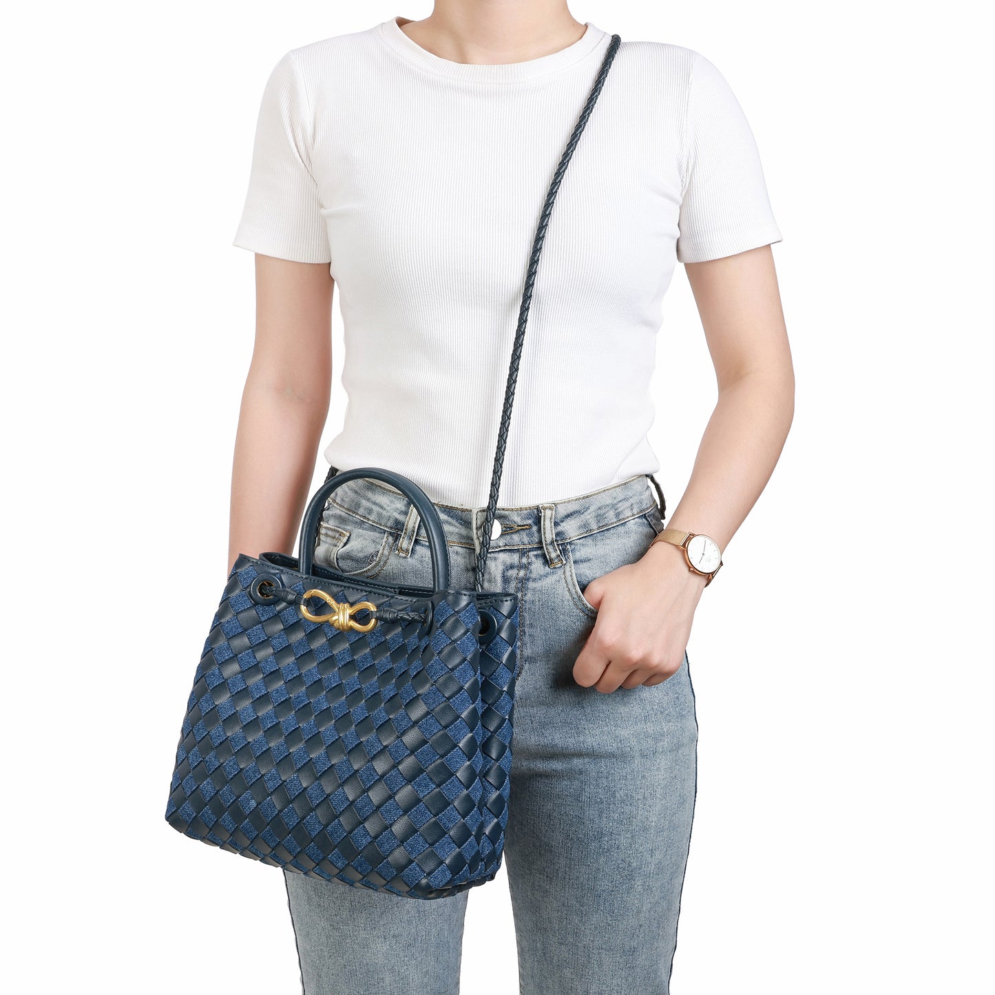 Woven Leather Top-handle/ Shoulder Bag