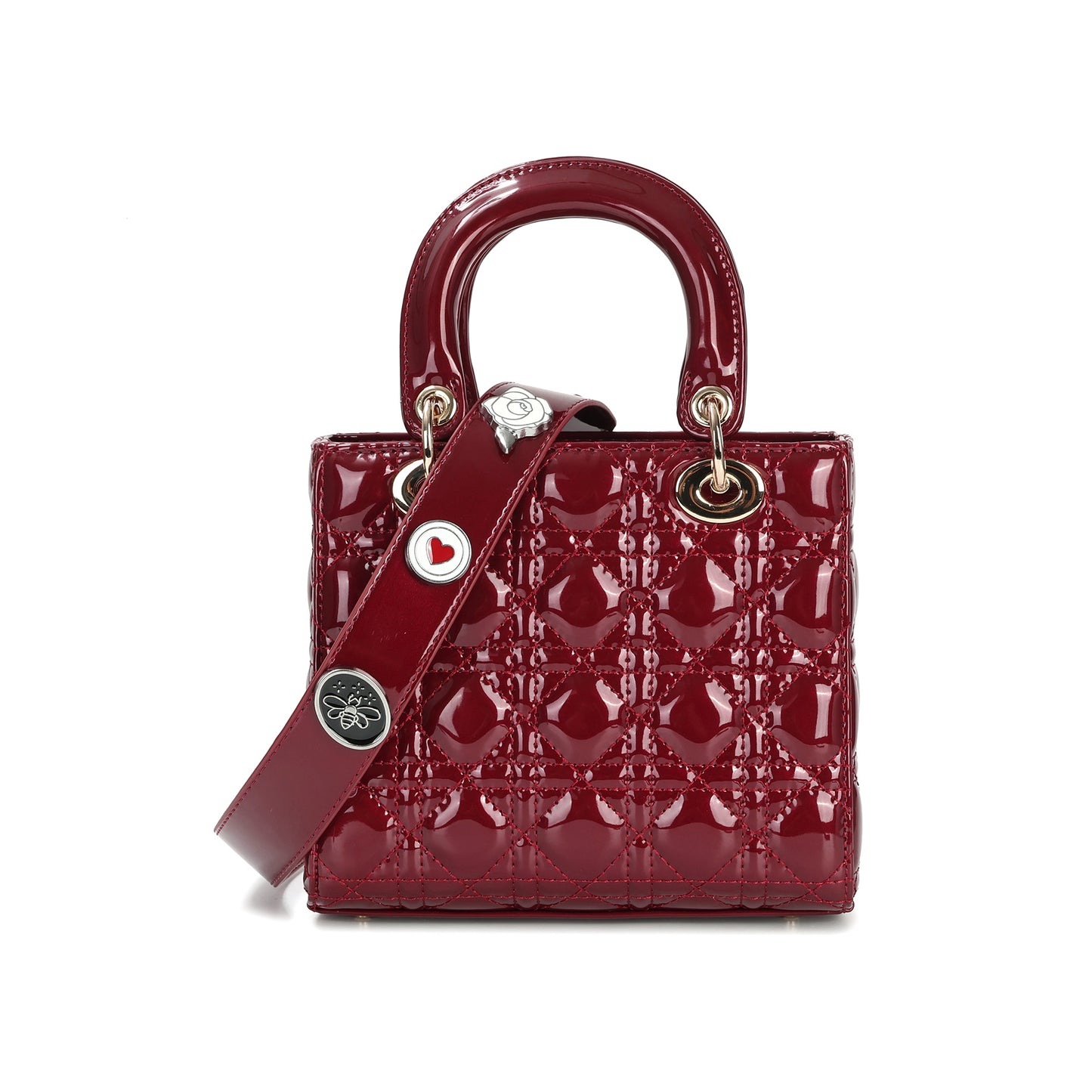 Patent Quilted Leather Mini Tote with Top Handles