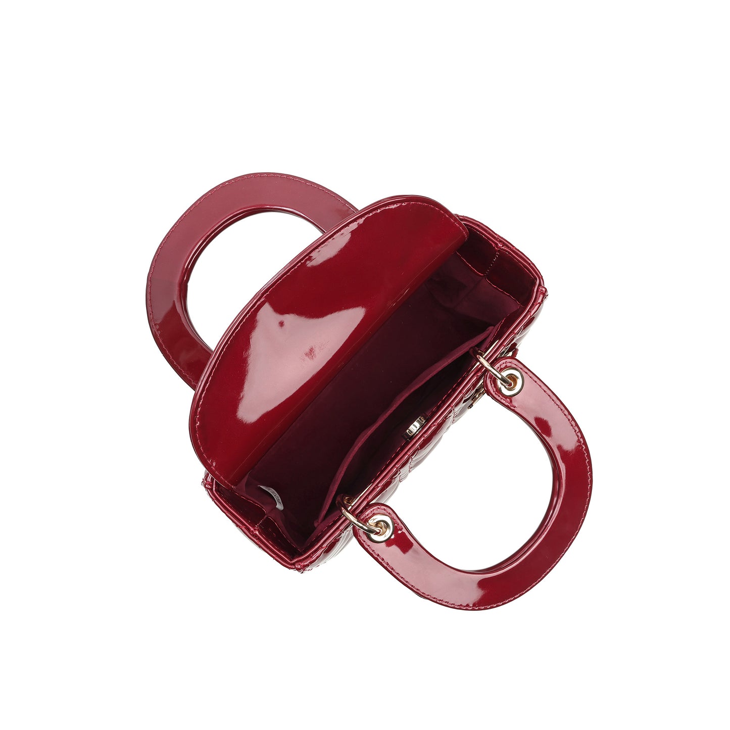 Patent Quilted Leather Mini Tote with Top Handles