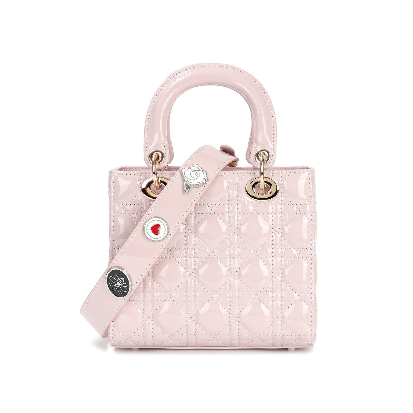 Patent Quilted Leather Mini Tote with Top Handles