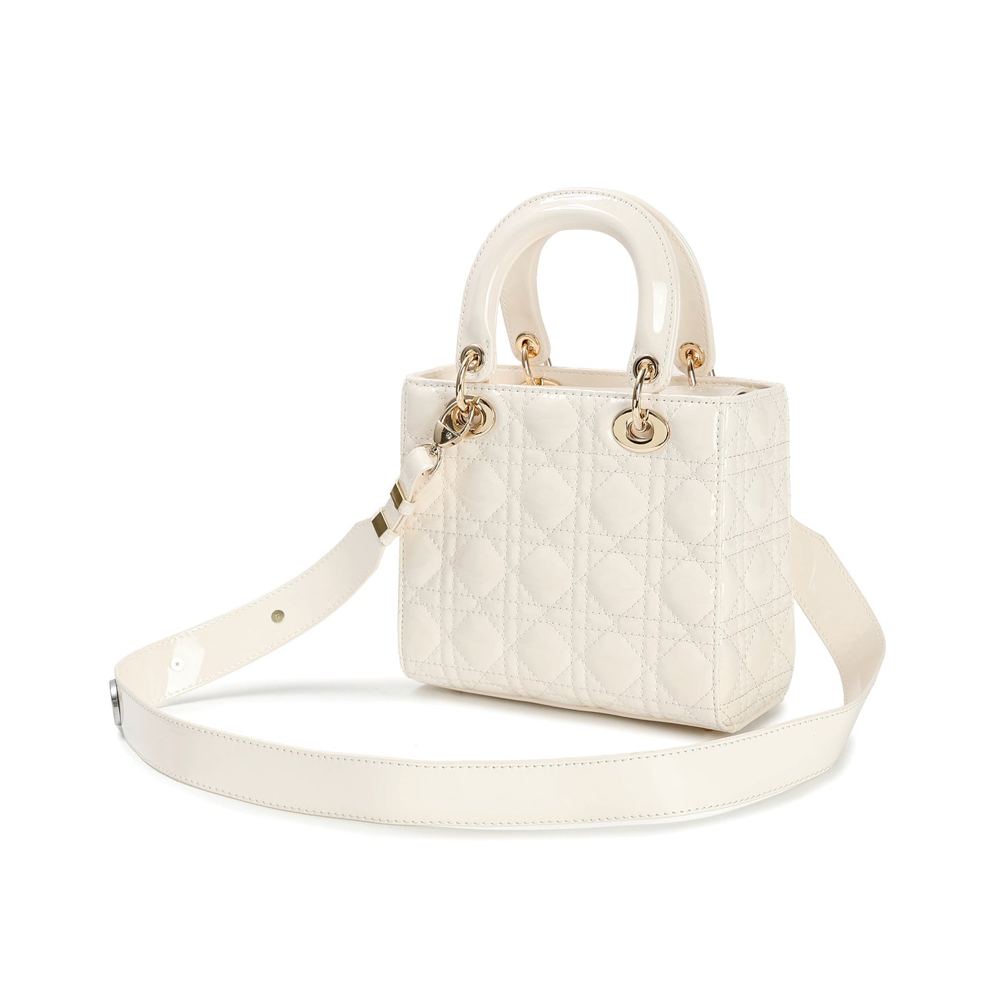 Patent Quilted Leather Mini Tote with Top Handles