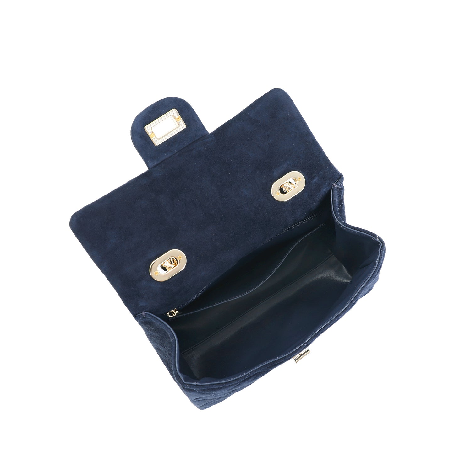 Quilted Suede Top Handle Bag with Chain Strap