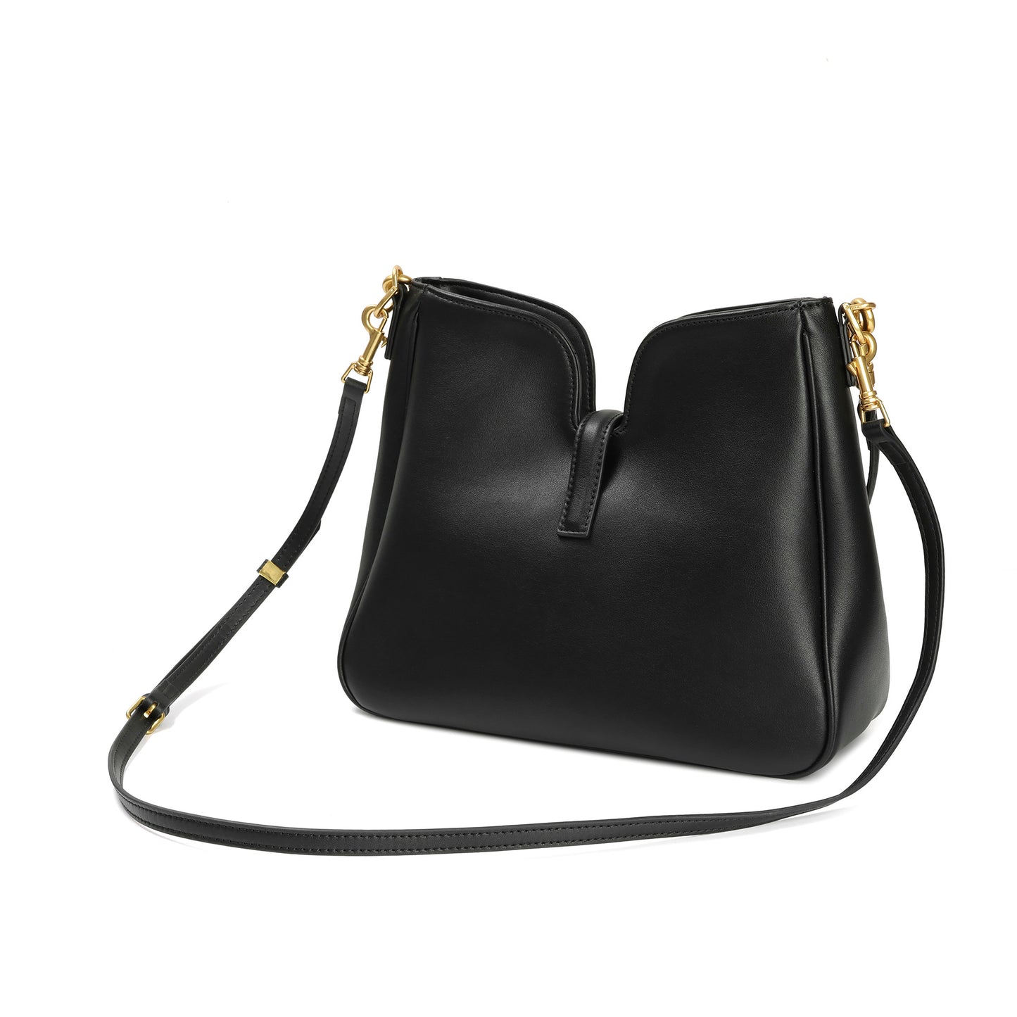 Leather Shoulder Bag with Lock Detail
