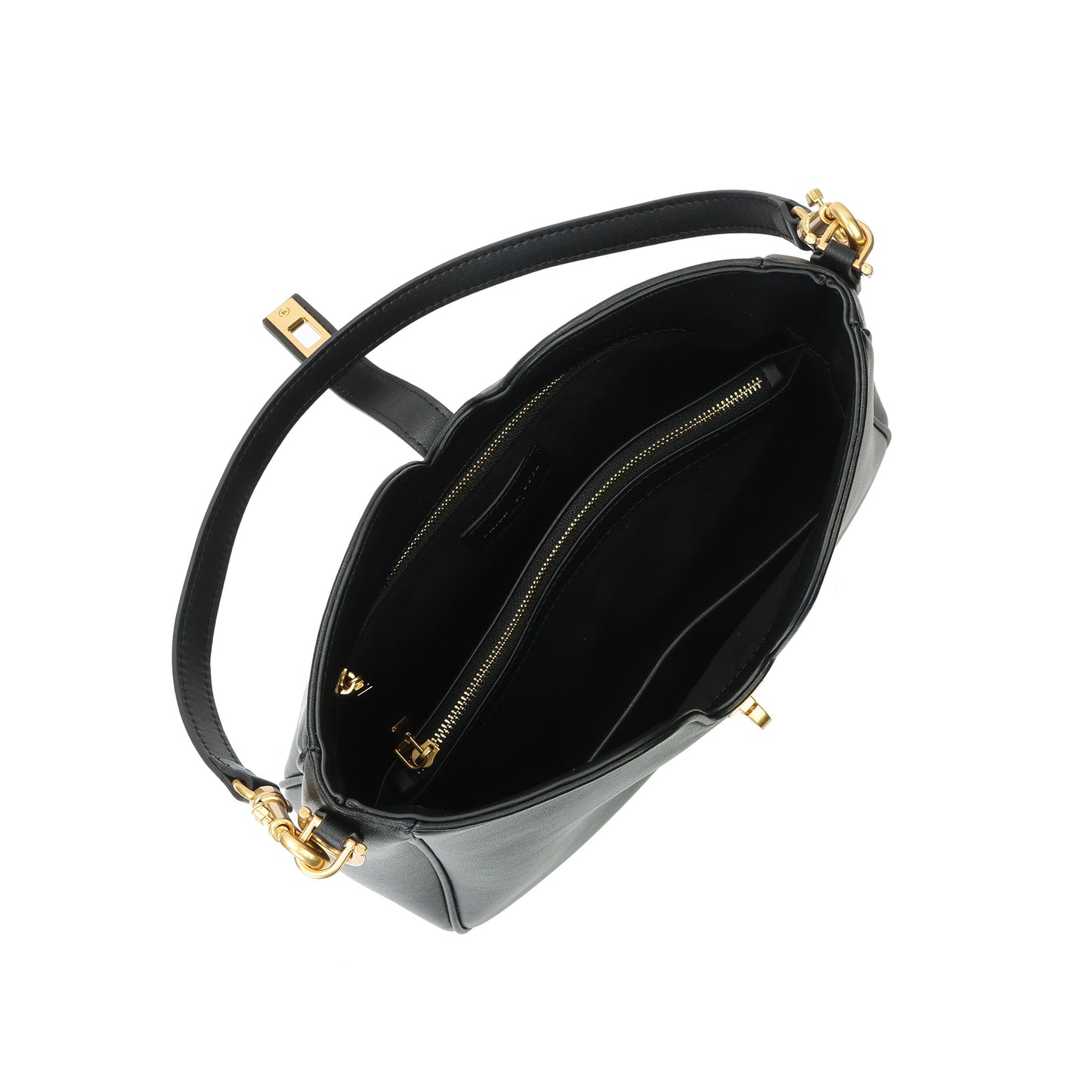 Leather Shoulder Bag with Lock Detail
