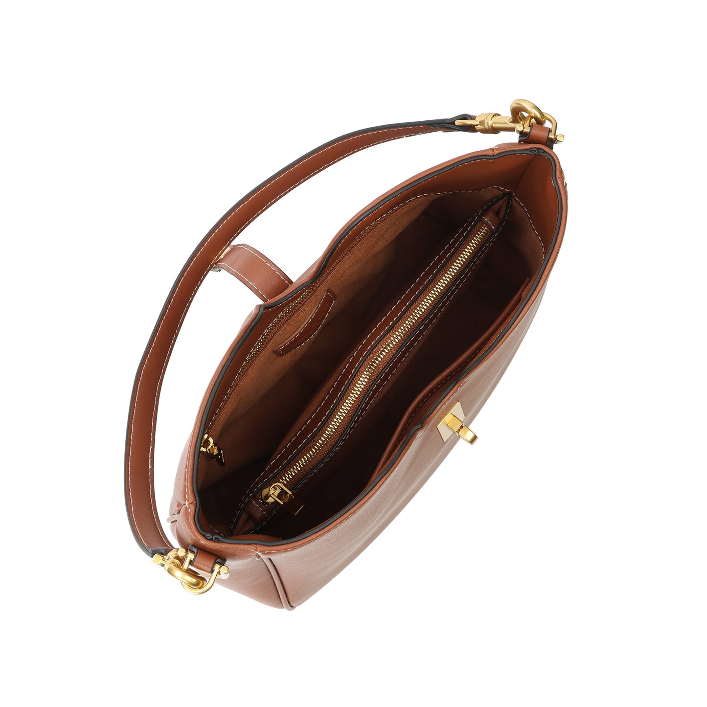 Leather Shoulder Bag with Lock Detail