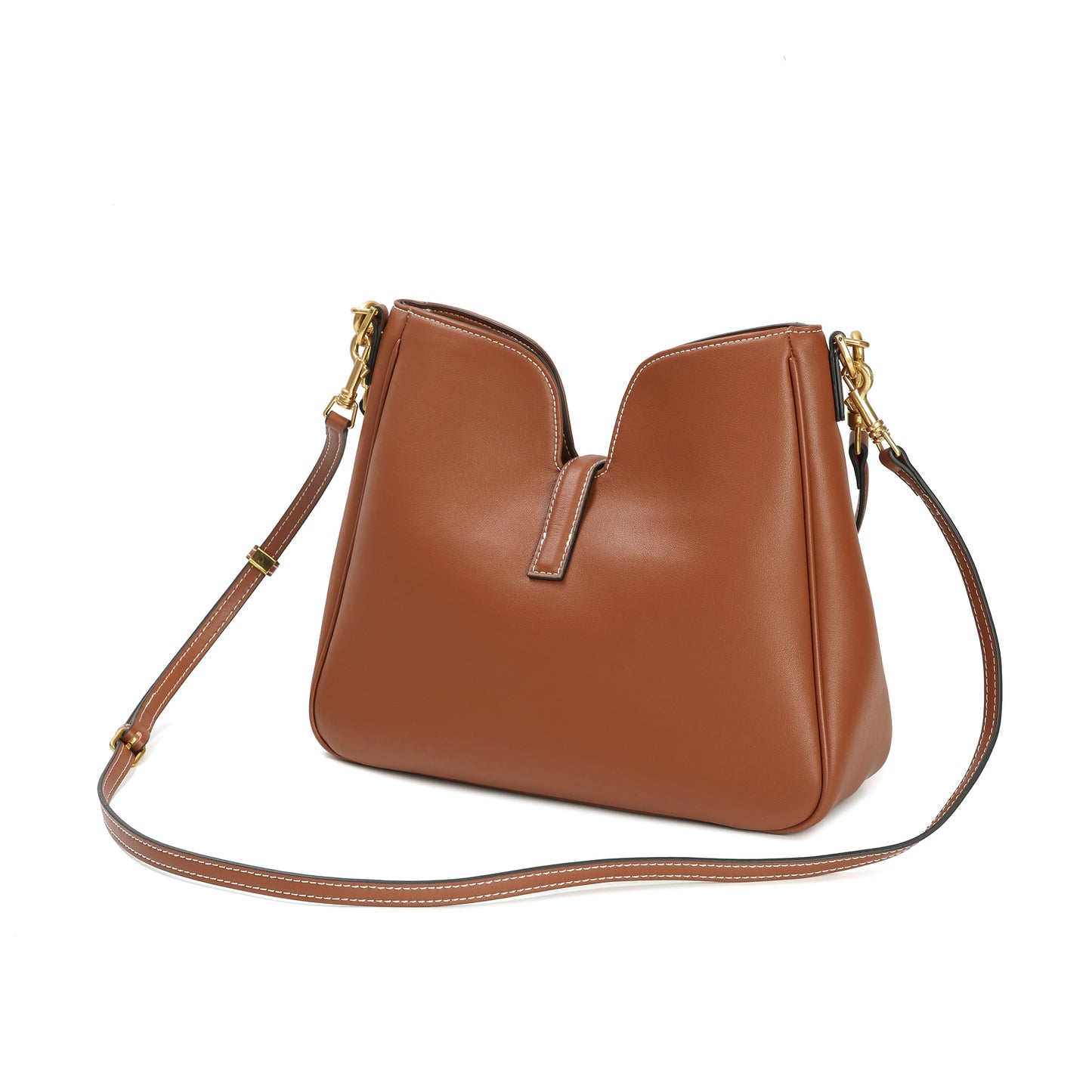 Leather Shoulder Bag with Lock Detail