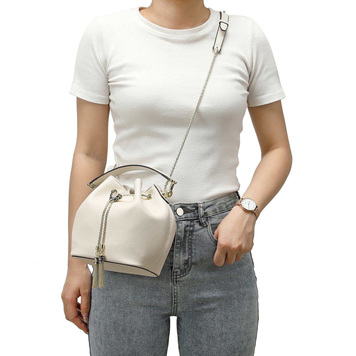 Tiffany & Fred Smooth Leather Drawstring Bag