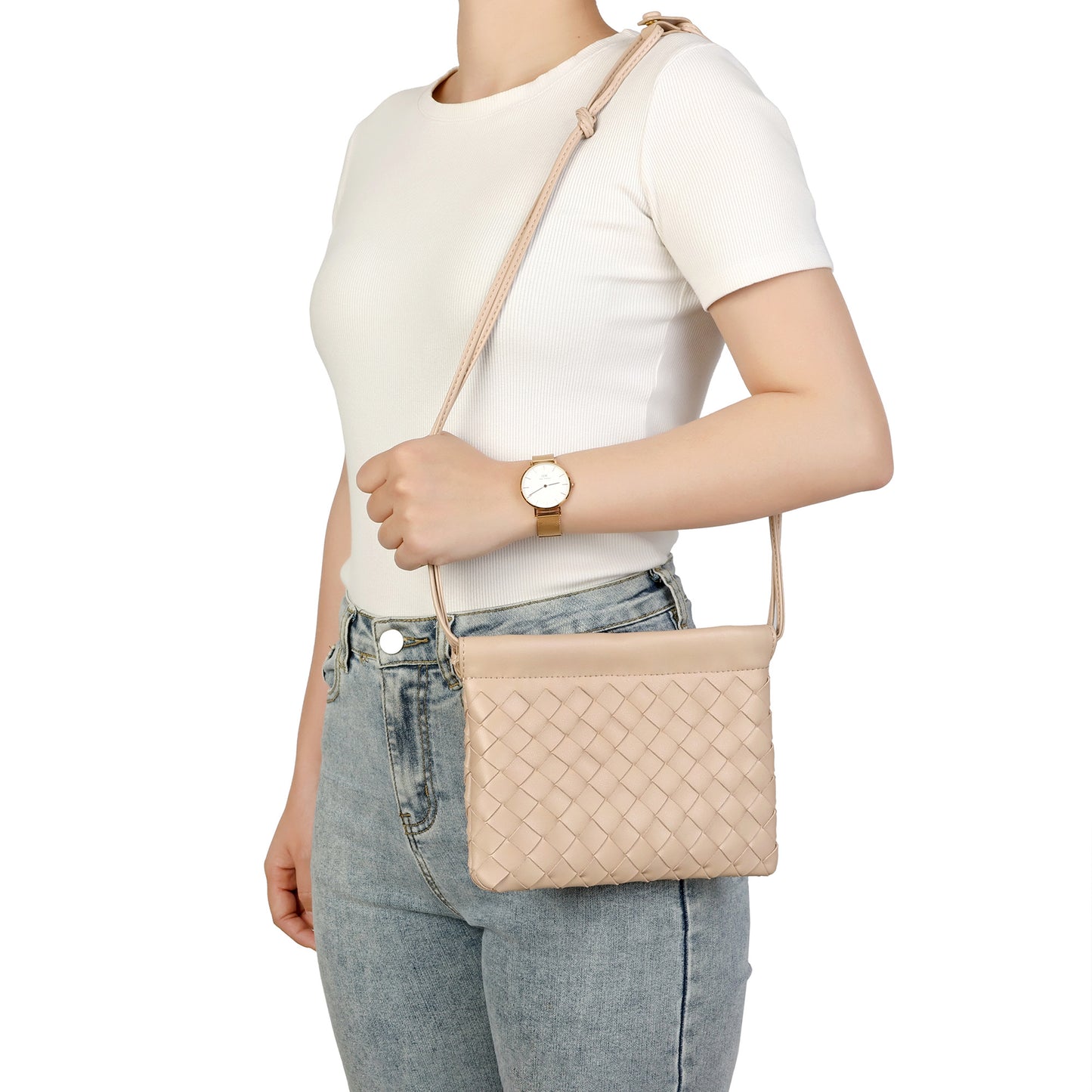 Woven Leather Crossbody Bag