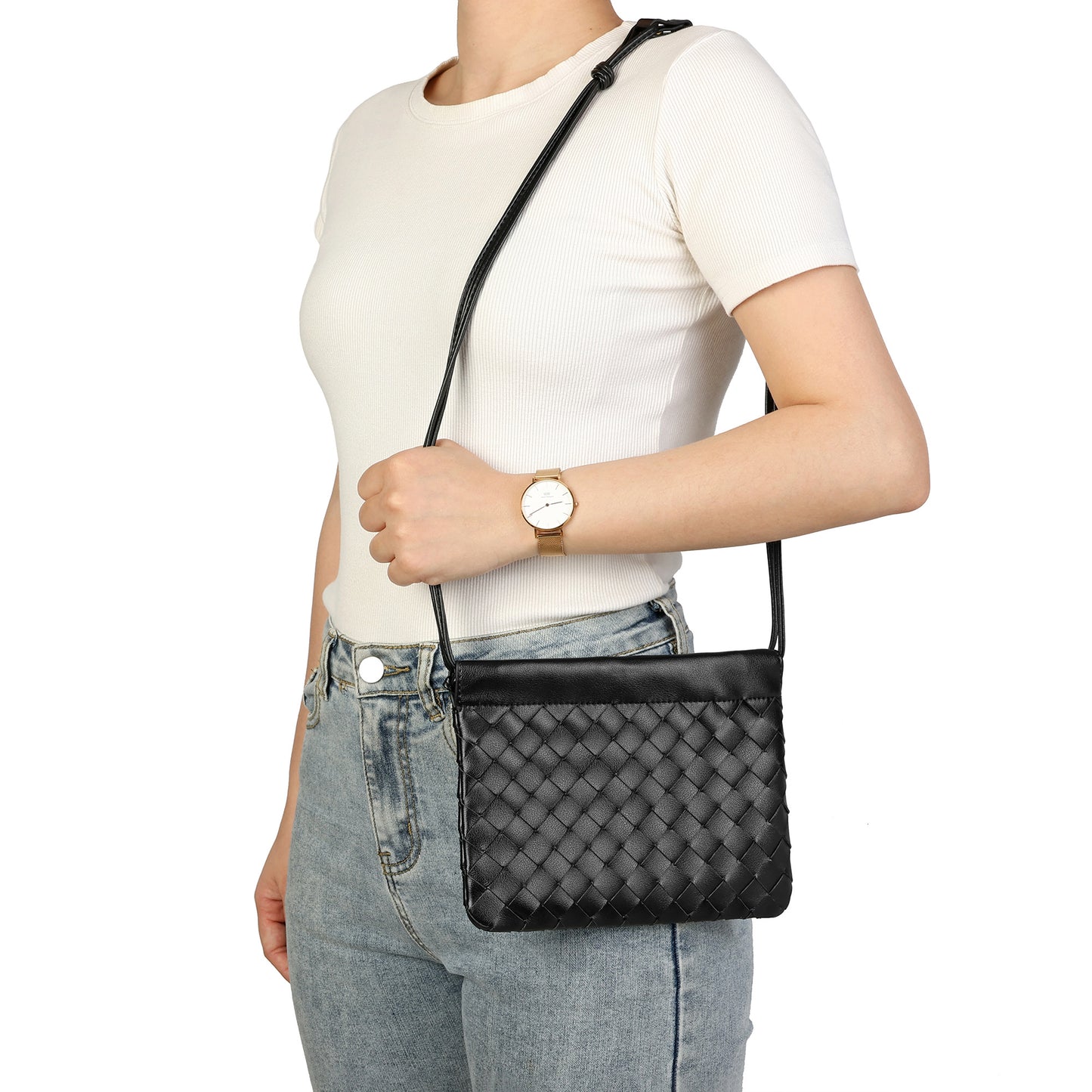 Woven Leather Crossbody Bag