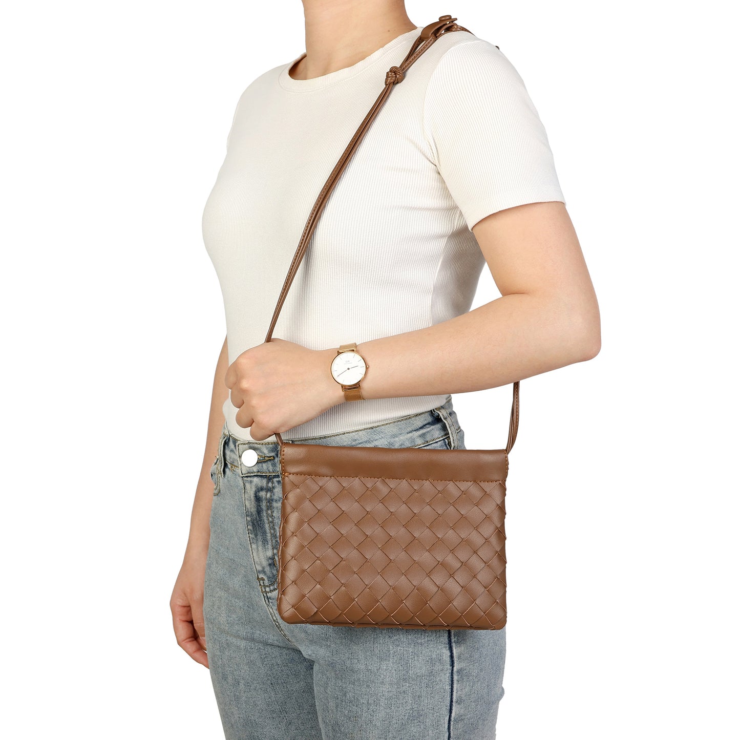 Woven Leather Crossbody Bag