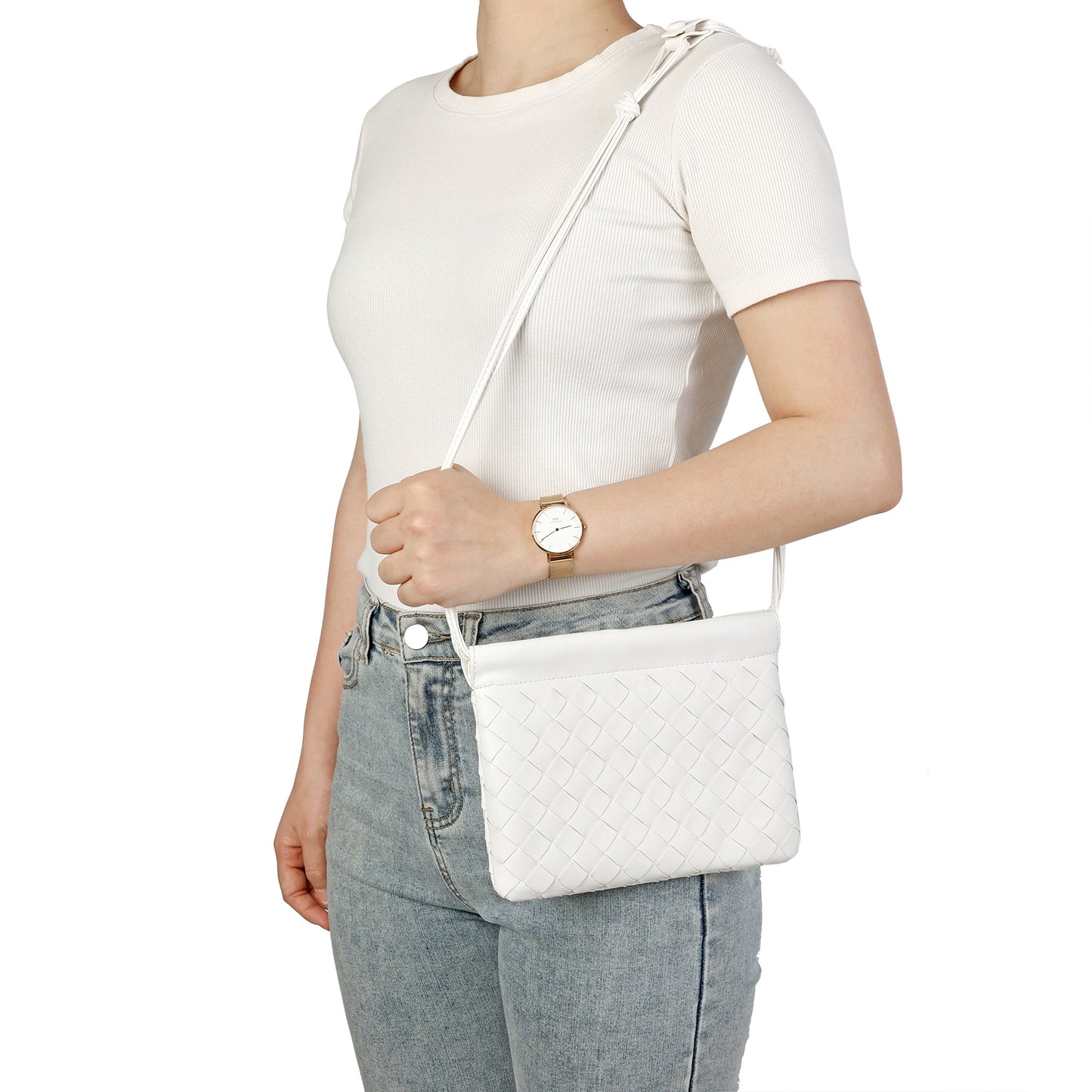 Woven Leather Crossbody Bag
