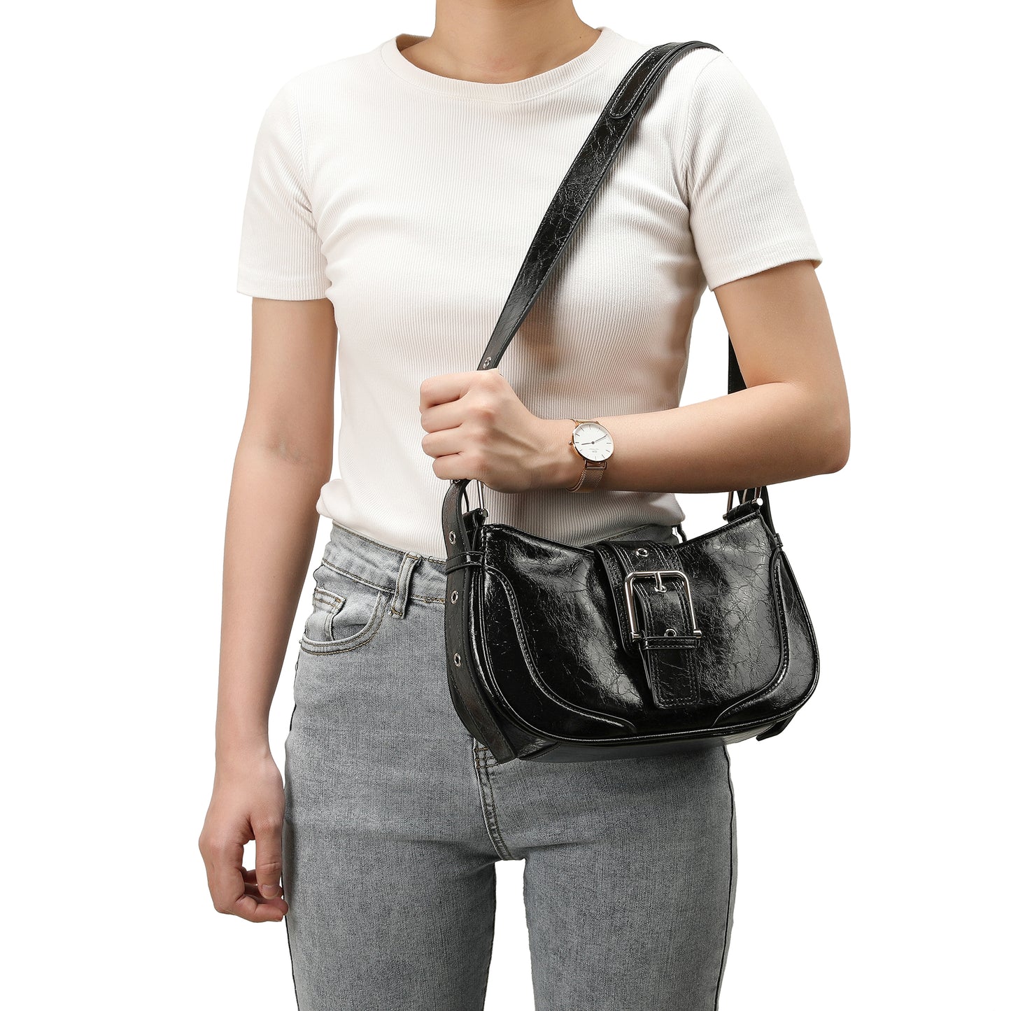 Tiffany & Fred cracked Leather Crossbody/Shoulder Bag