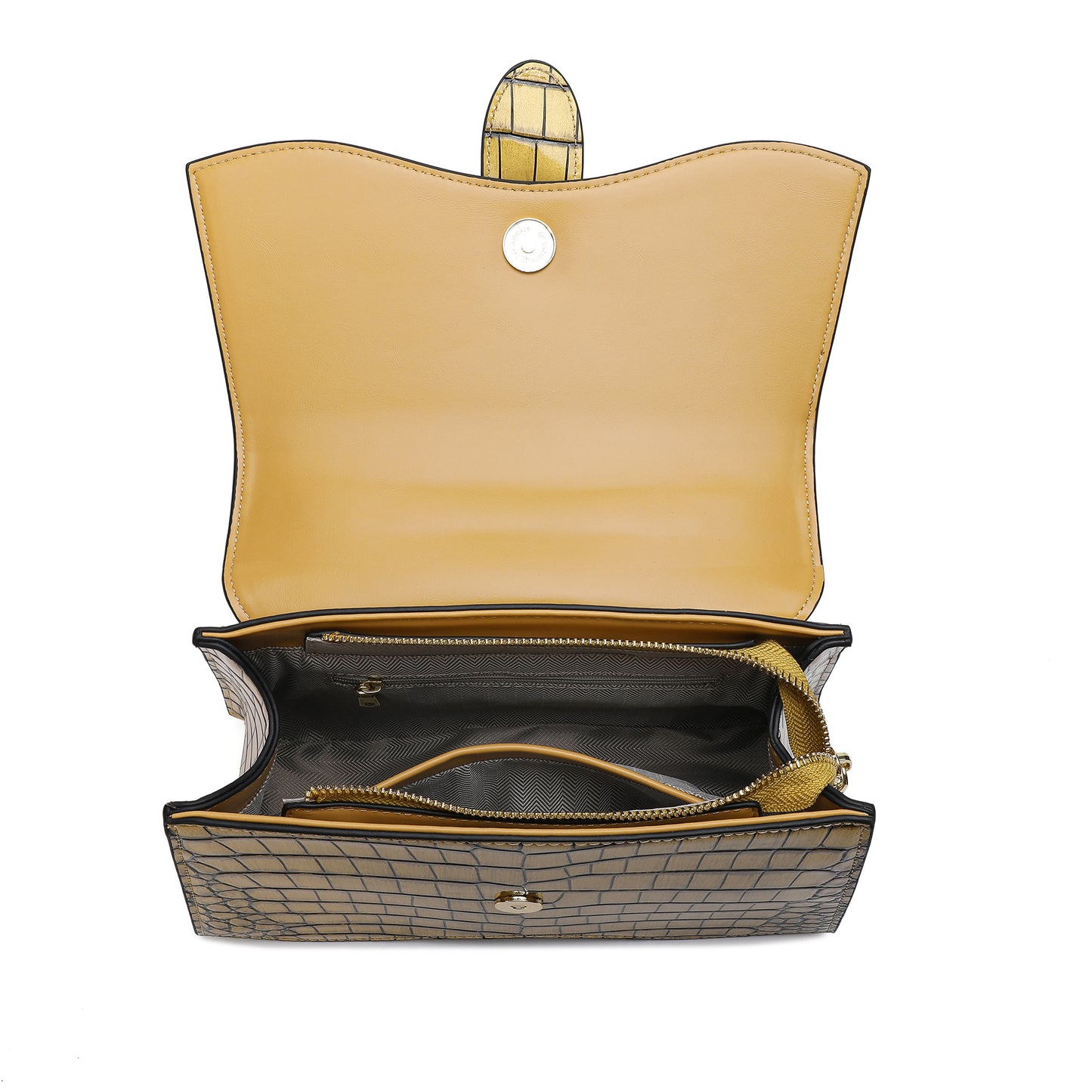 Tiffany & Fred Croc-pattern Printed Leather Satchel