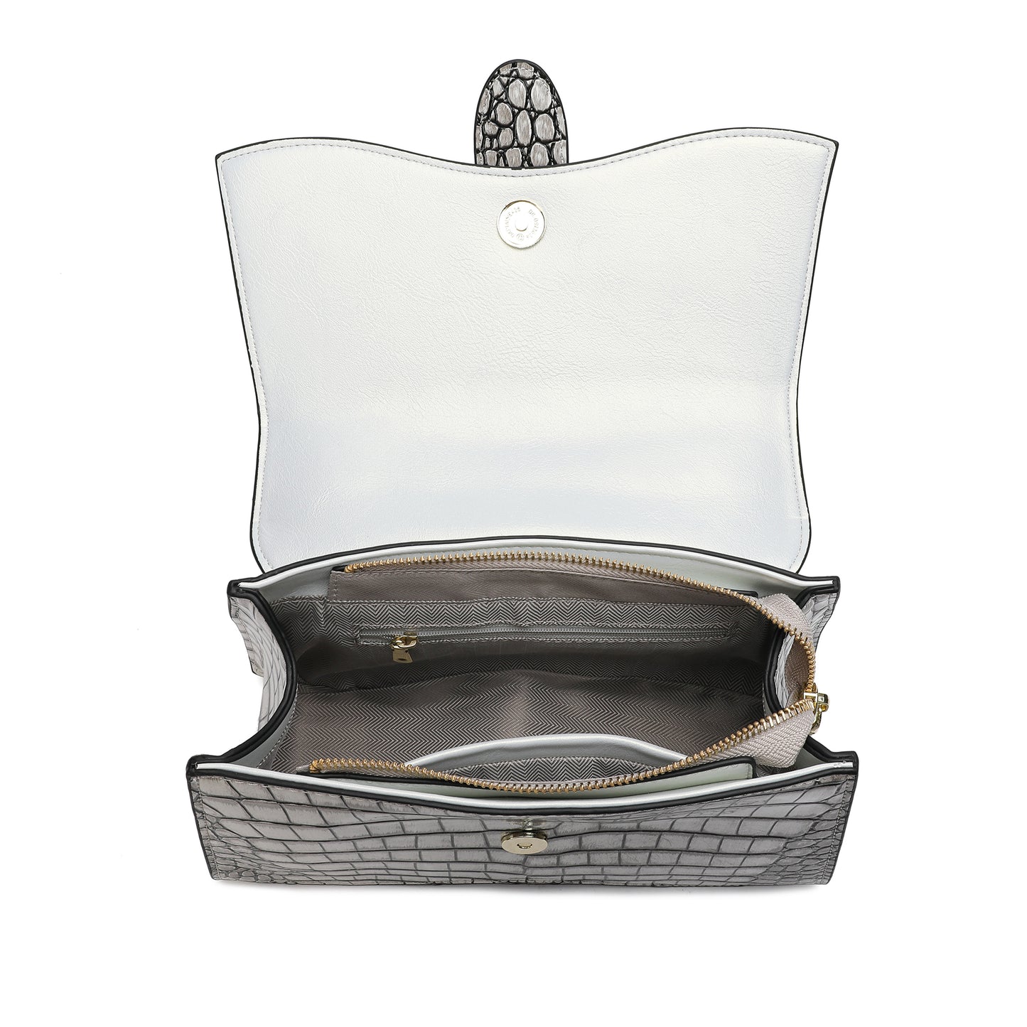 Tiffany & Fred Croc-pattern Printed Leather Satchel