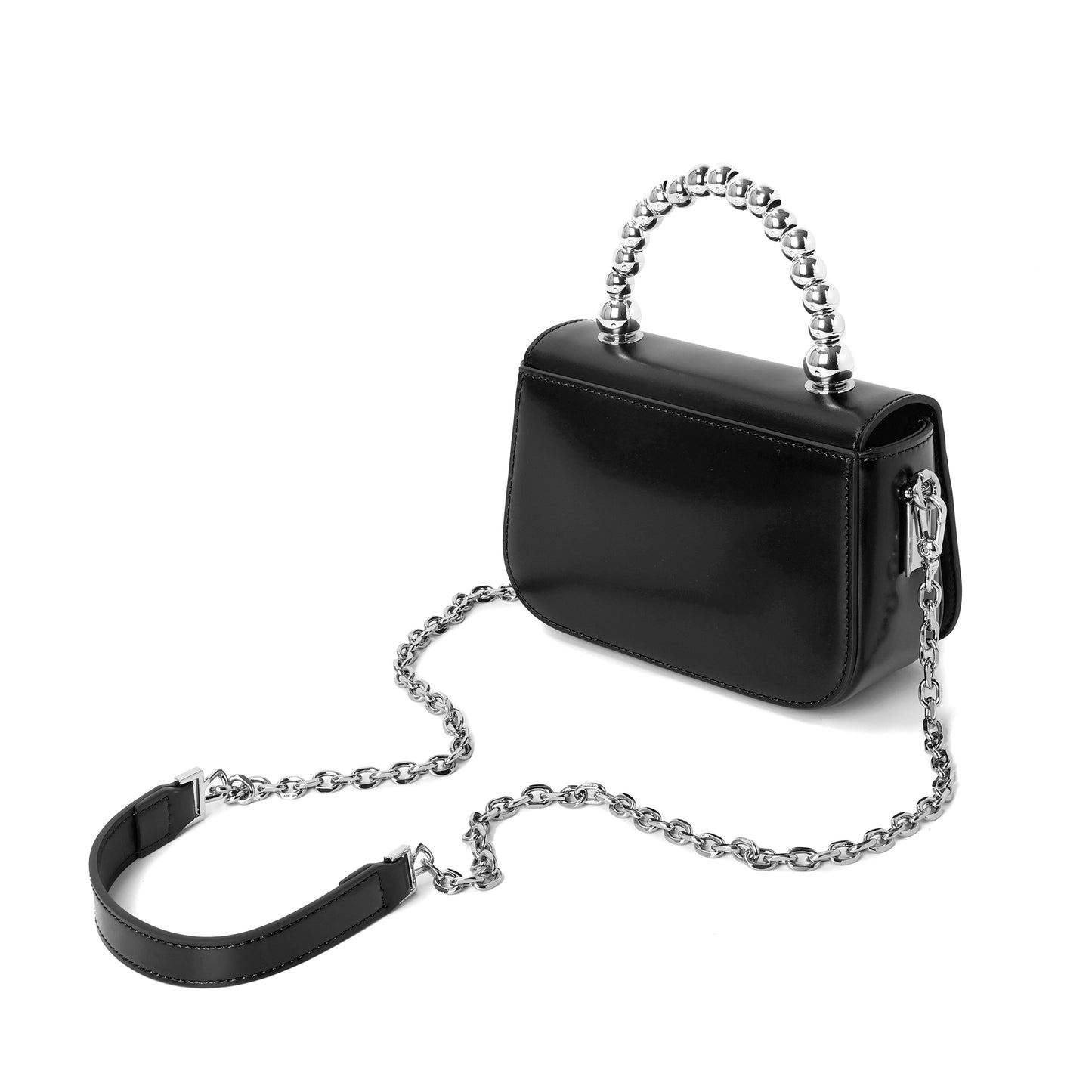 High Gloss Calf Leather Top-Handle Crossbody Bag