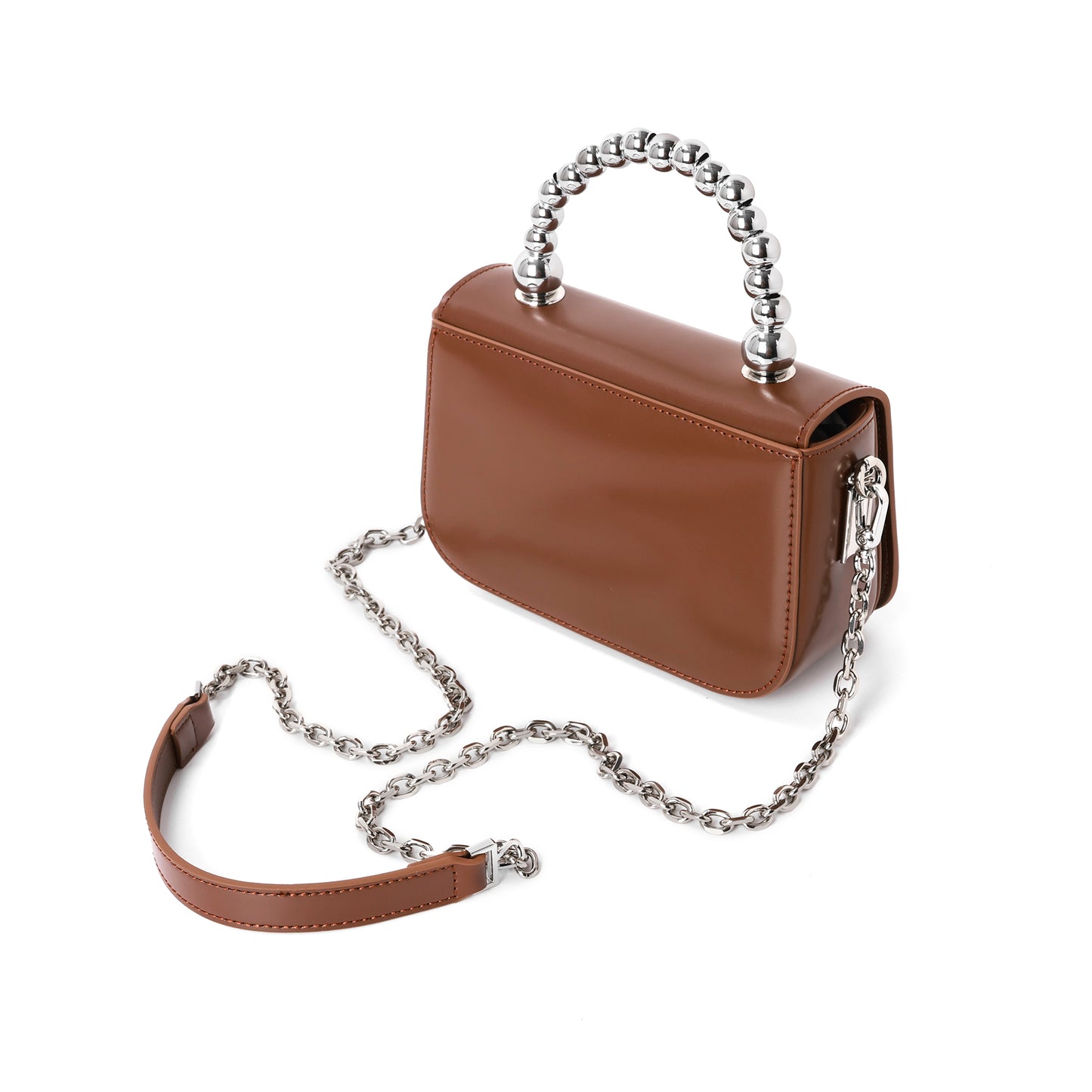 High Gloss Calf Leather Top-Handle Crossbody Bag