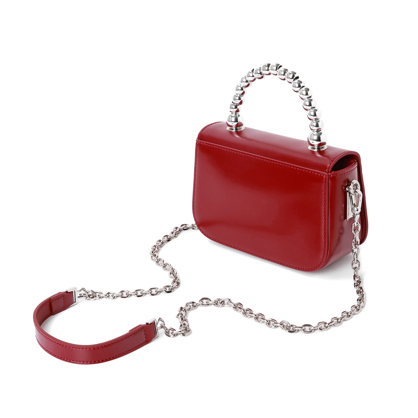 High Gloss Calf Leather Top-Handle Crossbody Bag
