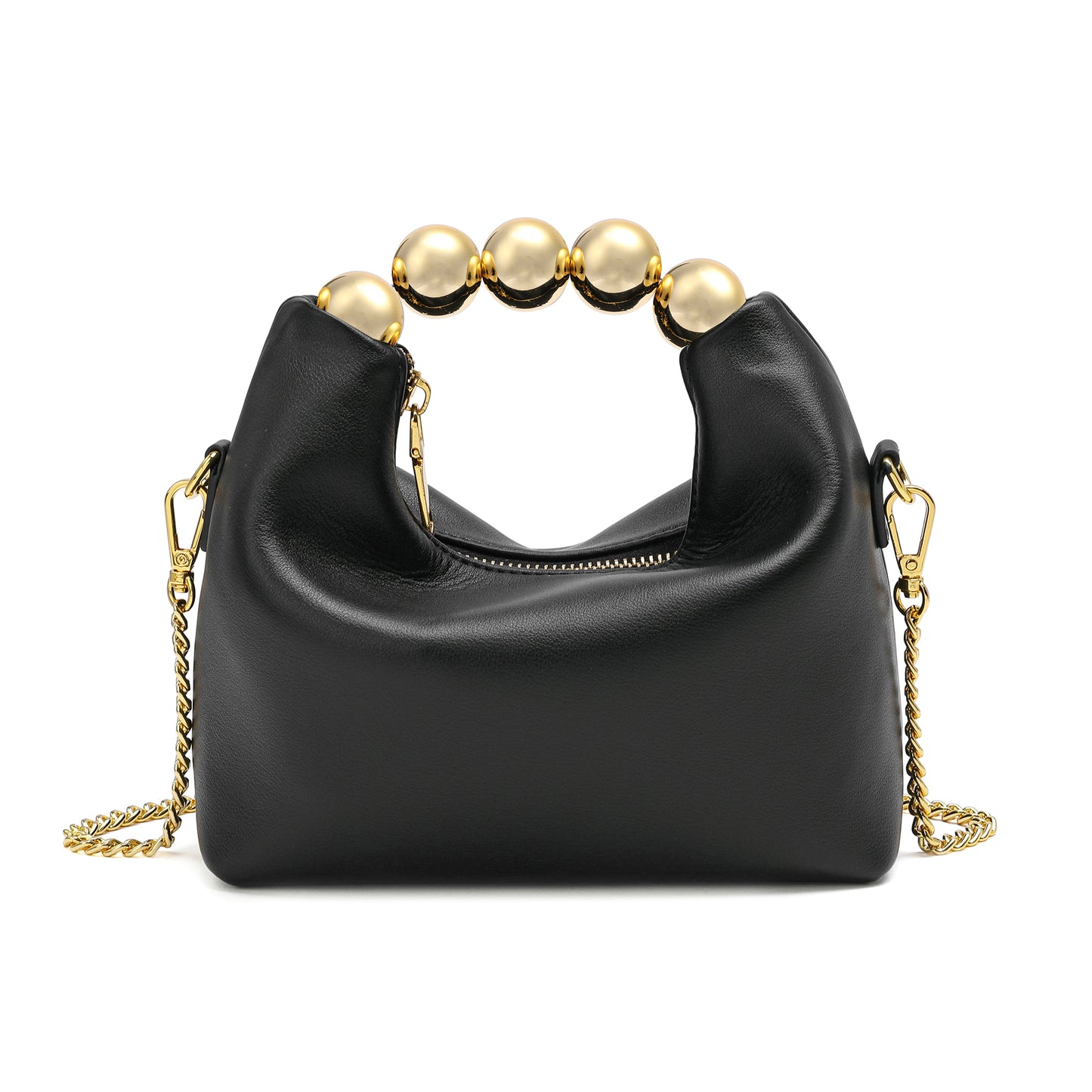 Tiffany & Fred Lambskin Mini Shoulder Bag with Gold Bead Handle