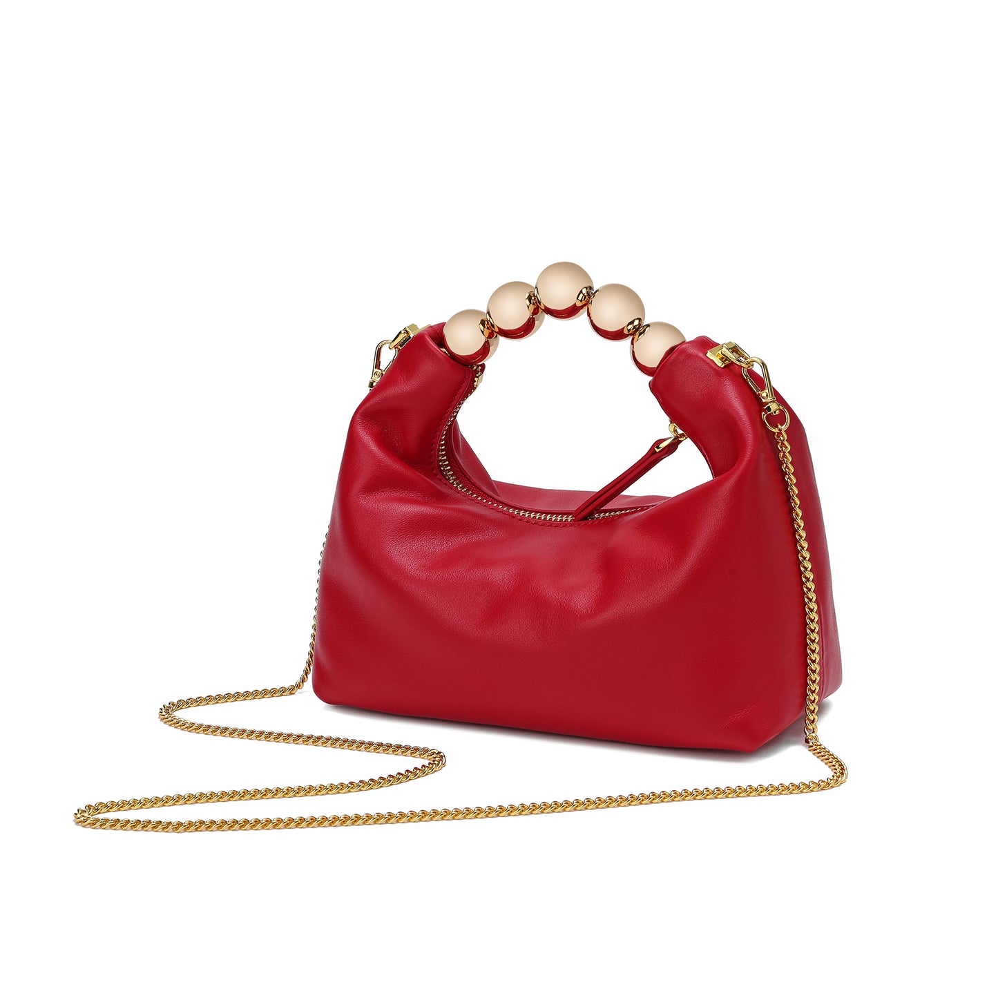 Tiffany & Fred Lambskin Mini Shoulder Bag with Gold Bead Handle