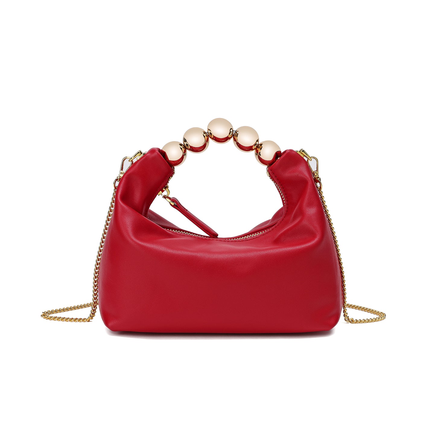 Tiffany & Fred Lambskin Mini Shoulder Bag with Gold Bead Handle