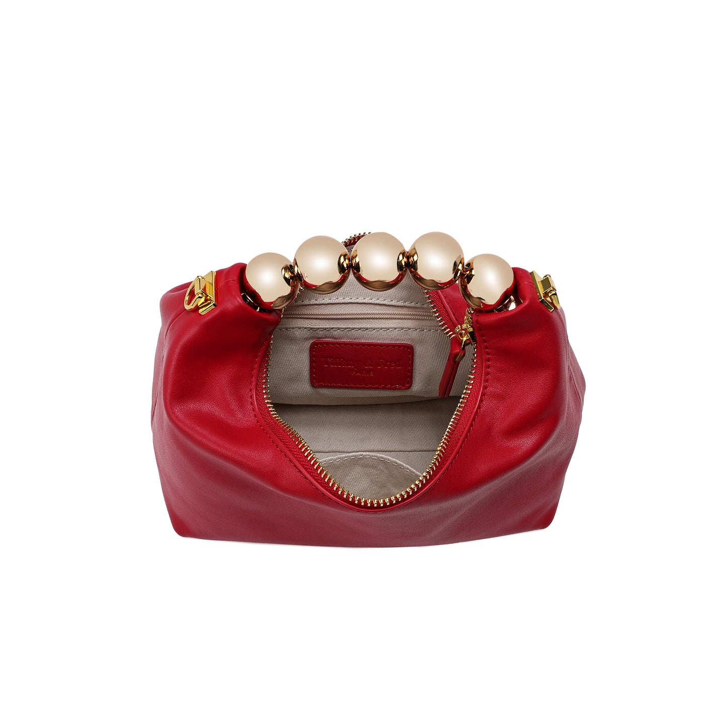 Tiffany & Fred Lambskin Mini Shoulder Bag with Gold Bead Handle