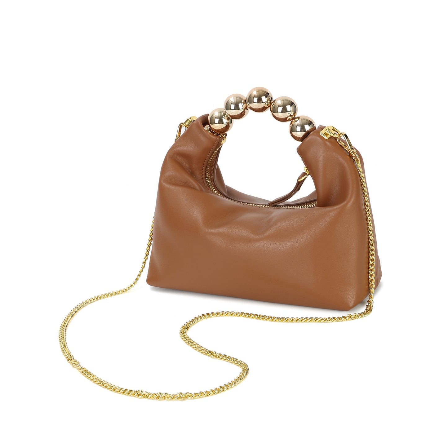 Tiffany & Fred Lambskin Mini Shoulder Bag with Gold Bead Handle