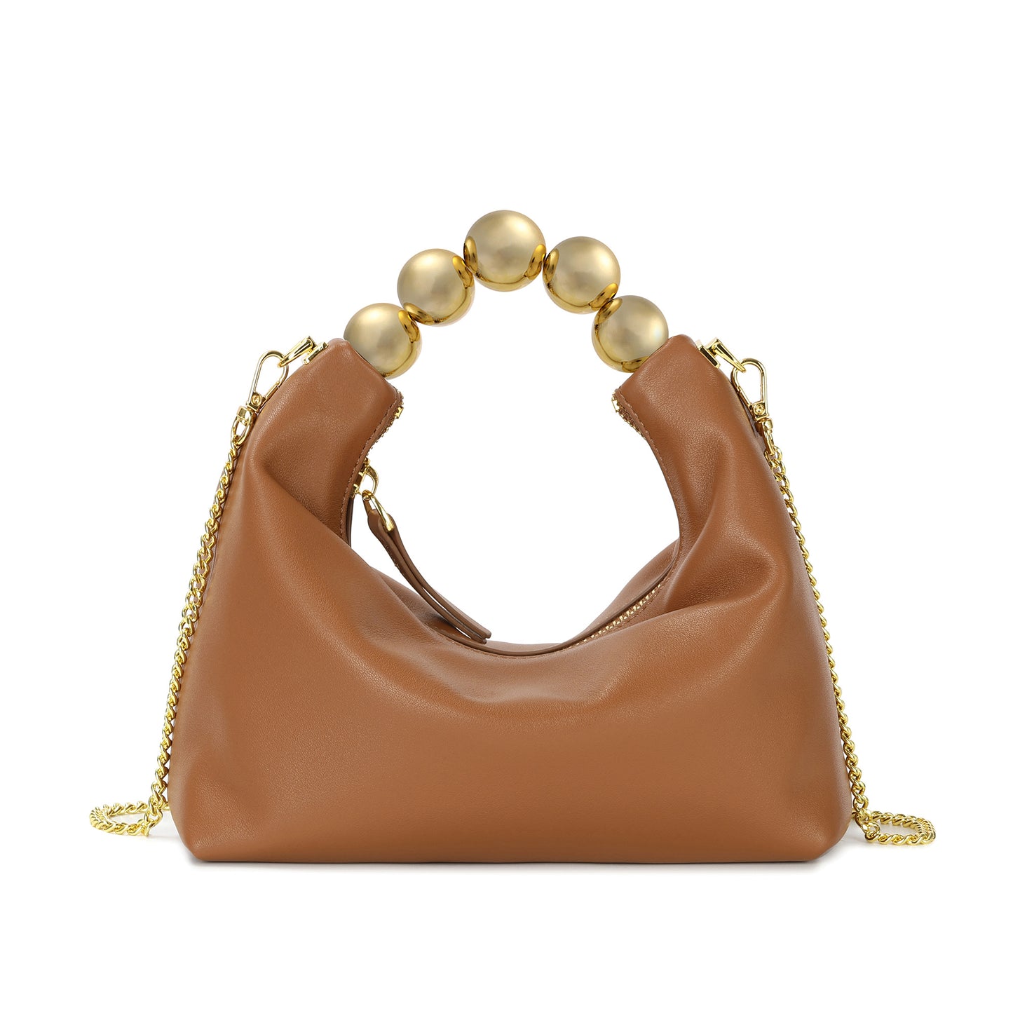 Tiffany & Fred Lambskin Mini Shoulder Bag with Gold Bead Handle