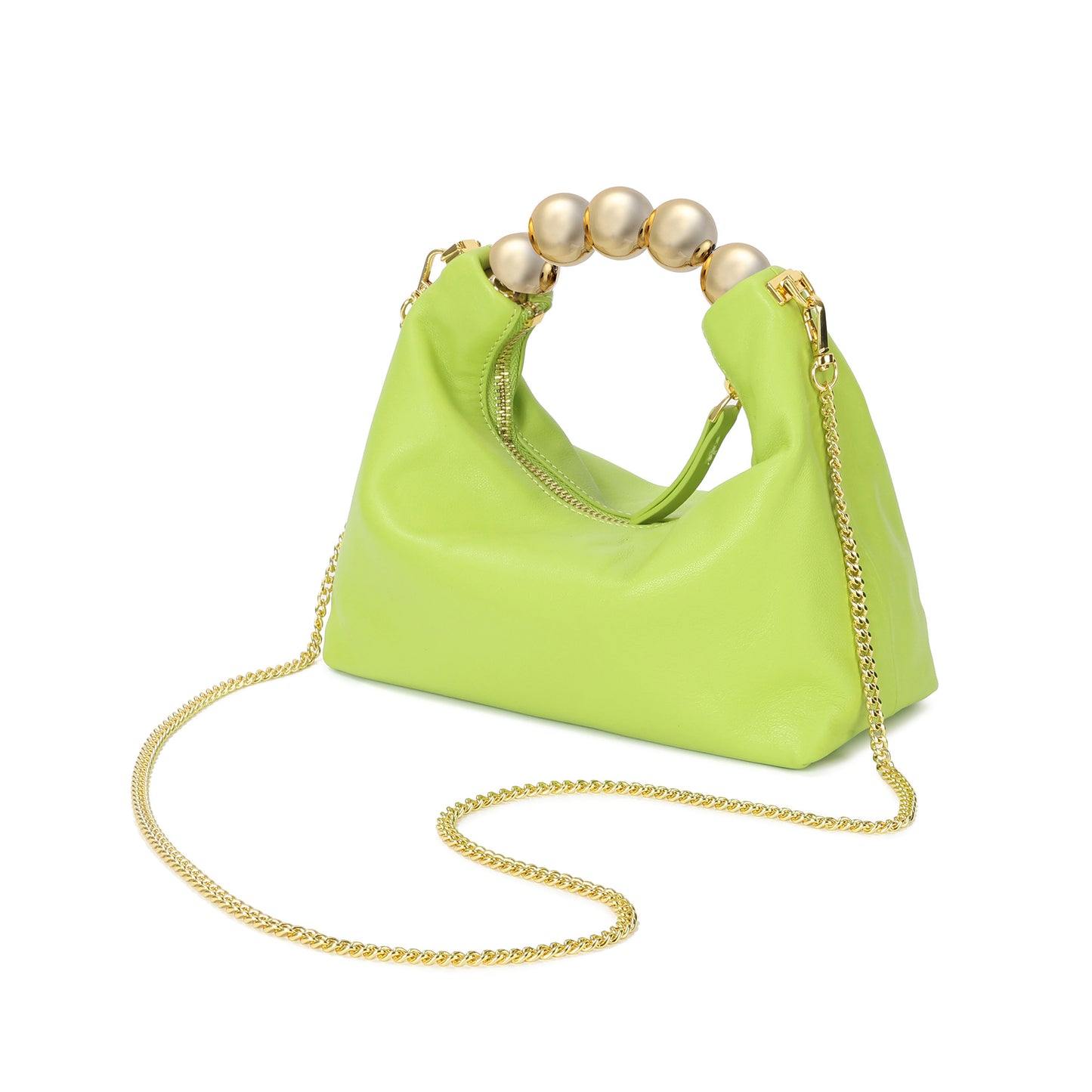 Tiffany & Fred Lambskin Mini Shoulder Bag with Gold Bead Handle