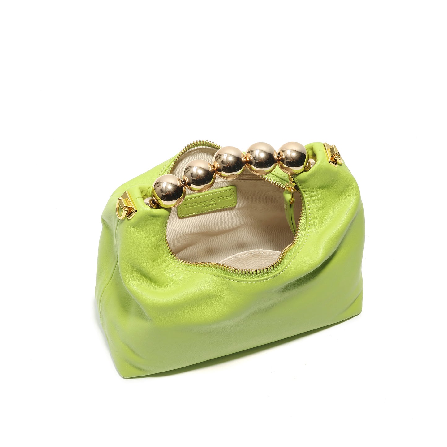 Tiffany & Fred Lambskin Mini Shoulder Bag with Gold Bead Handle