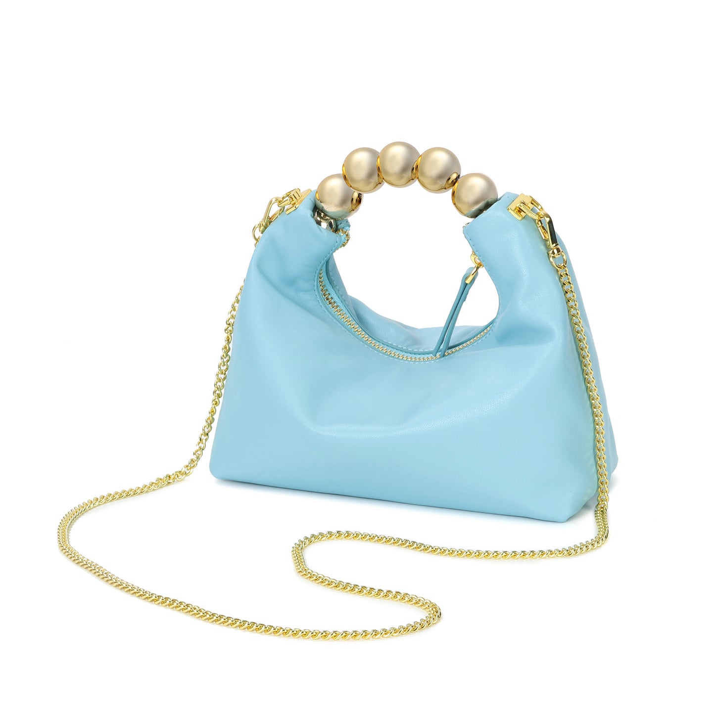 Tiffany & Fred Lambskin Mini Shoulder Bag with Gold Bead Handle