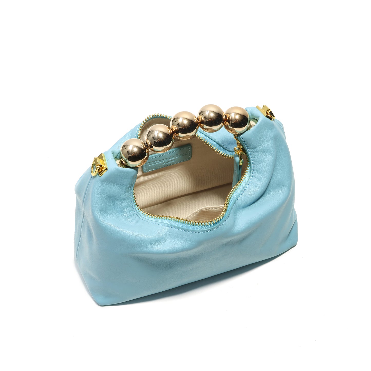Tiffany & Fred Lambskin Mini Shoulder Bag with Gold Bead Handle