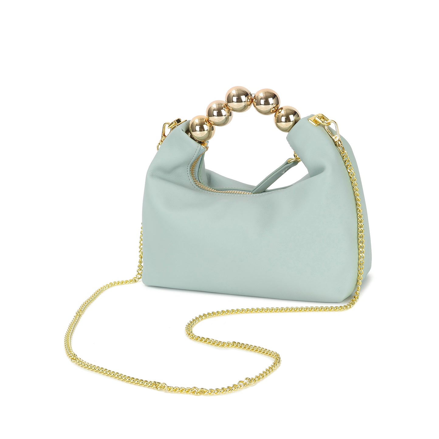 Tiffany & Fred Lambskin Mini Shoulder Bag with Gold Bead Handle