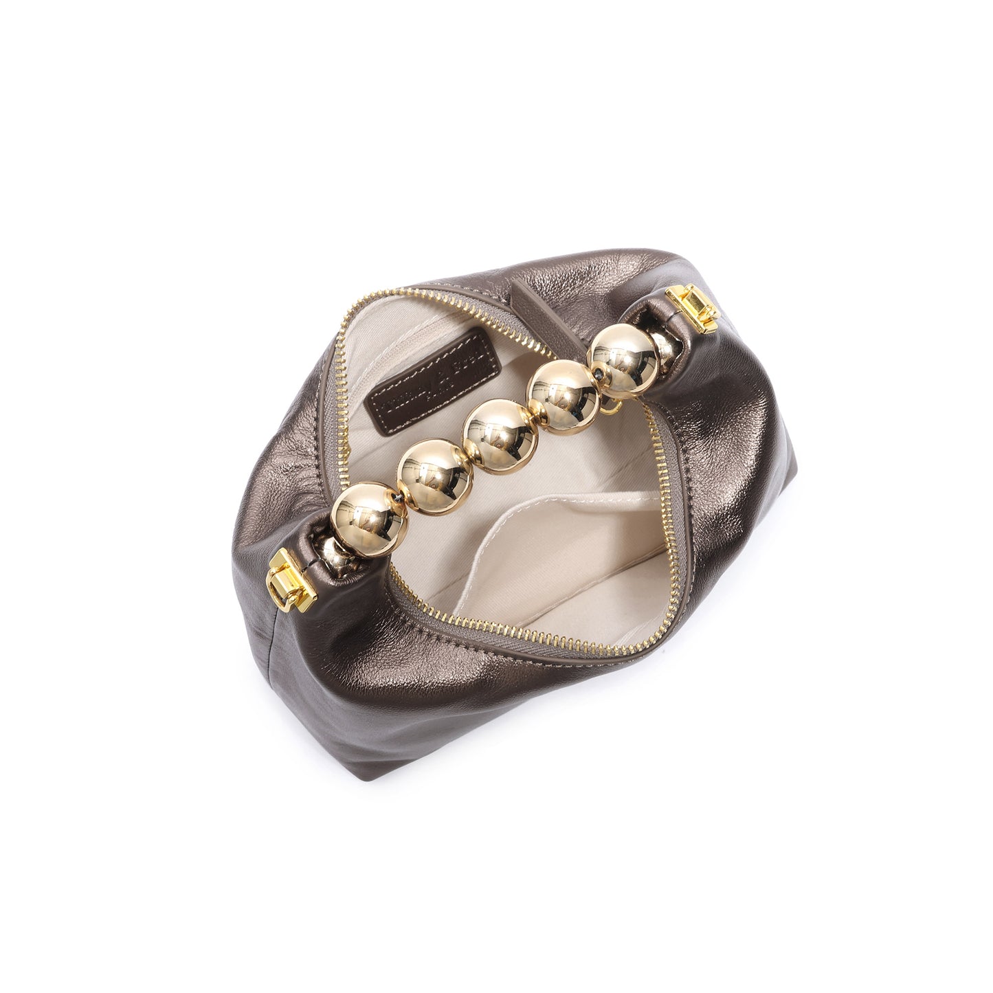 Tiffany & Fred Lambskin Mini Shoulder Bag with Gold Bead Handle