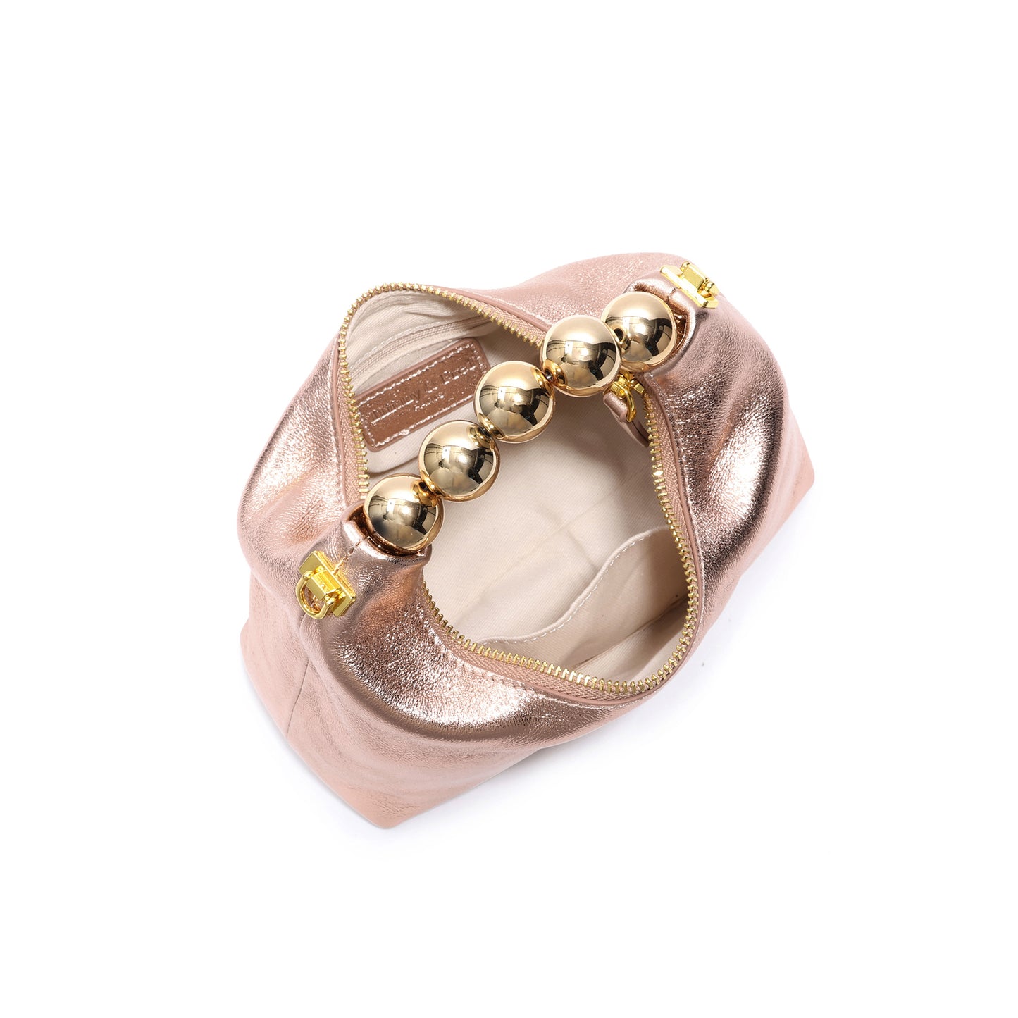 Tiffany & Fred Lambskin Mini Shoulder Bag with Gold Bead Handle