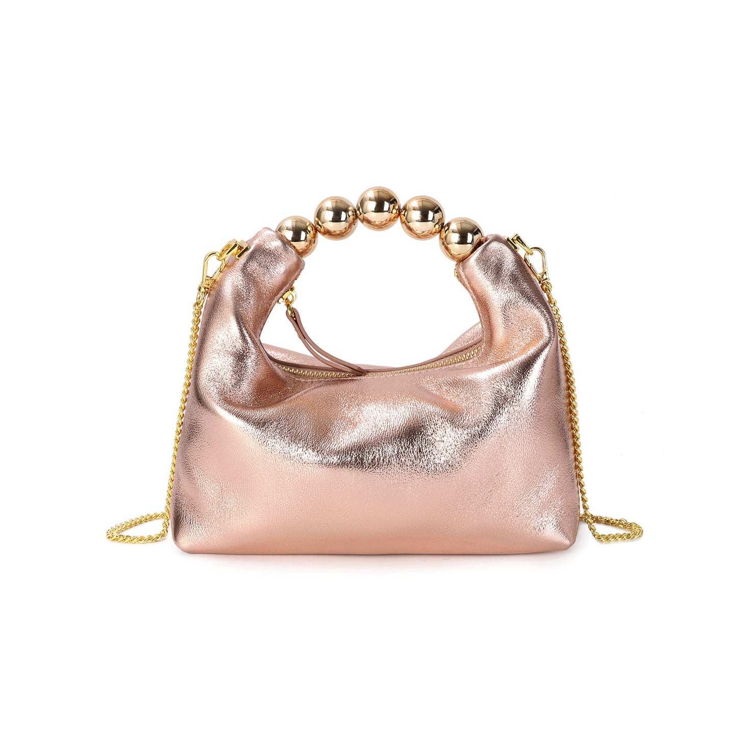 Tiffany & Fred Lambskin Mini Shoulder Bag with Gold Bead Handle