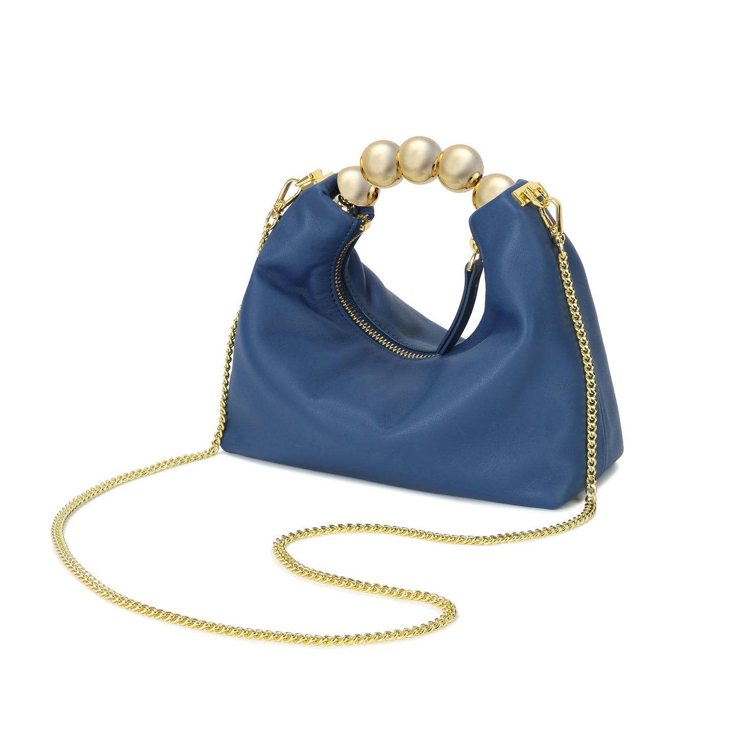 Tiffany & Fred Lambskin Mini Shoulder Bag with Gold Bead Handle