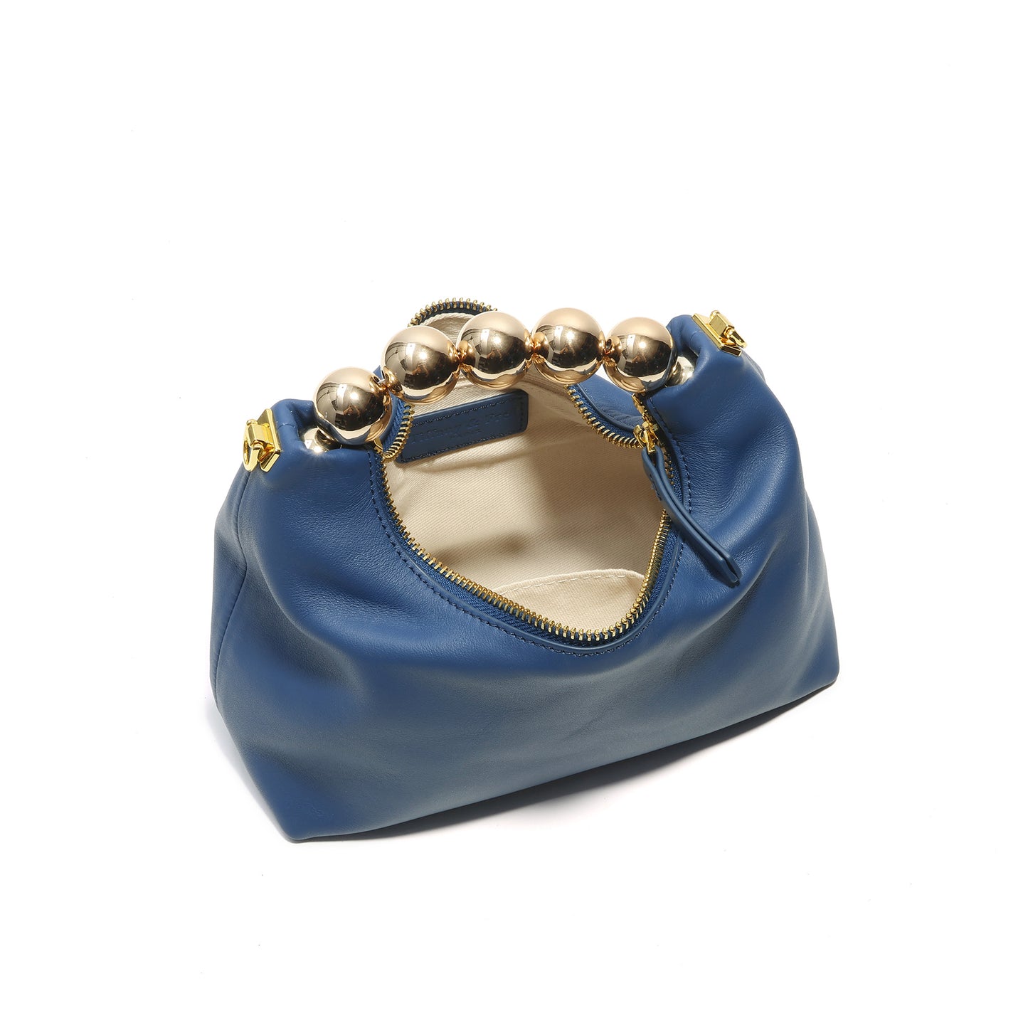 Tiffany & Fred Lambskin Mini Shoulder Bag with Gold Bead Handle