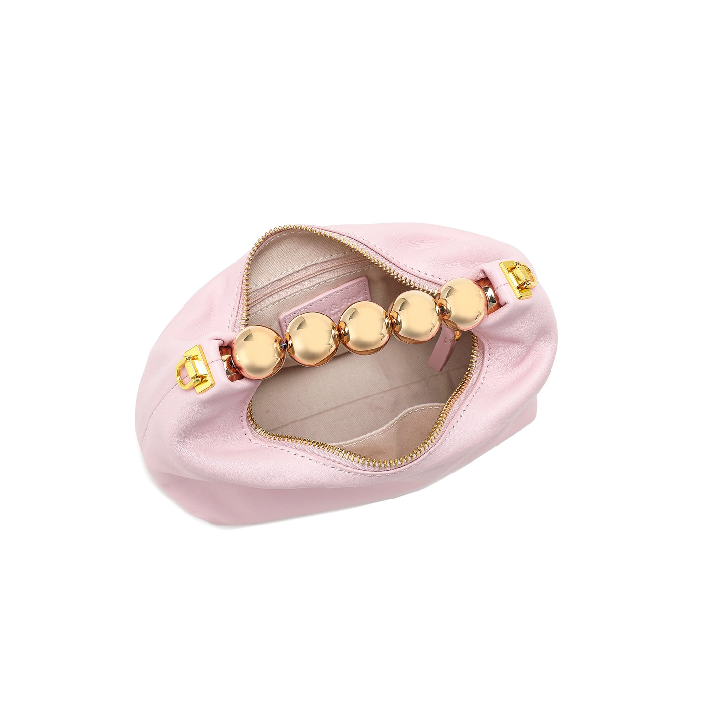 Tiffany & Fred Lambskin Mini Shoulder Bag with Gold Bead Handle