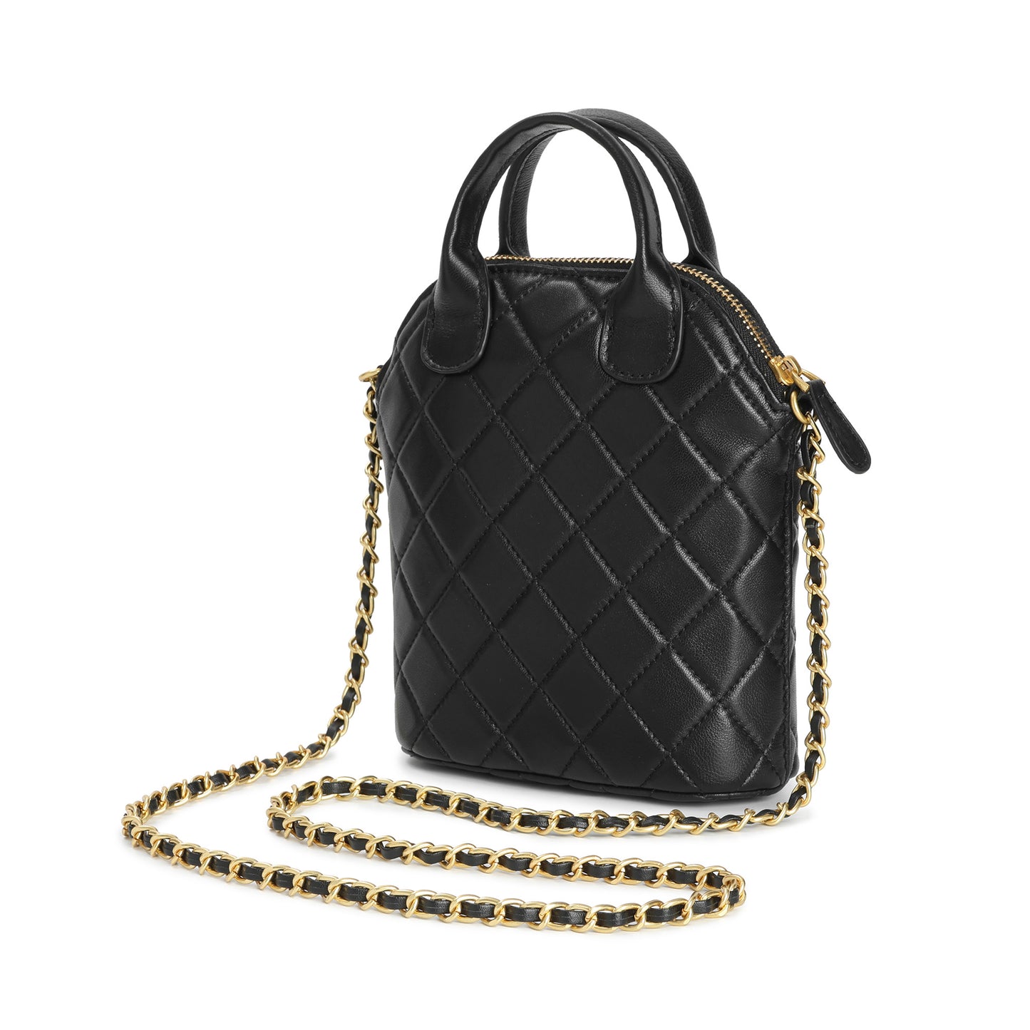 Quilted Leather Mini Tote with Chain Strap