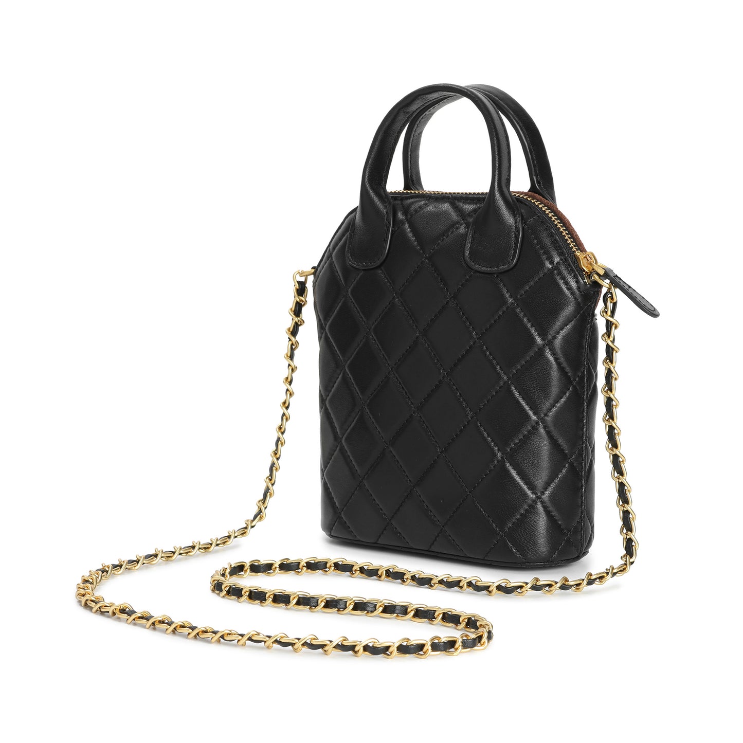 Quilted Leather Mini Tote with Chain Strap