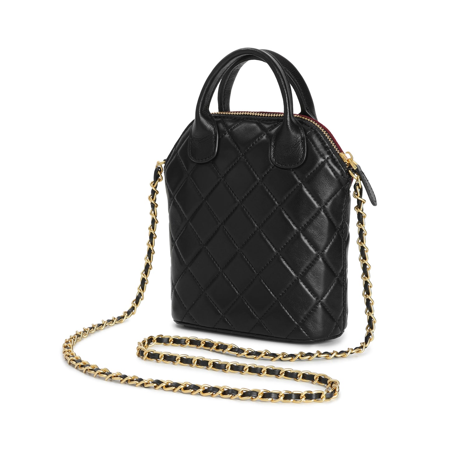 Quilted Leather Mini Tote with Chain Strap