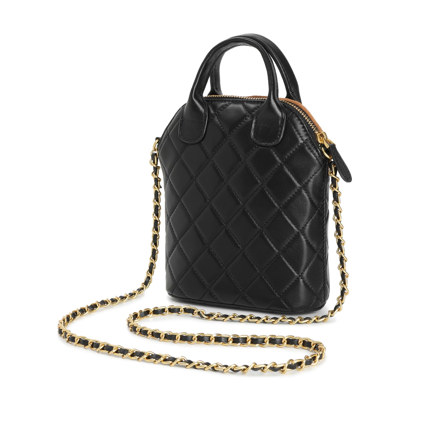Quilted Leather Mini Tote with Chain Strap