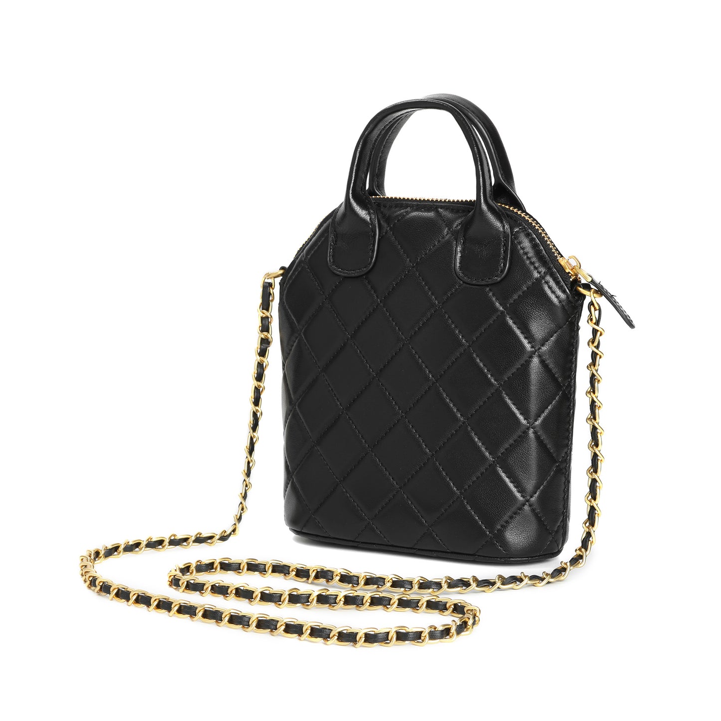Quilted Leather Mini Tote with Chain Strap